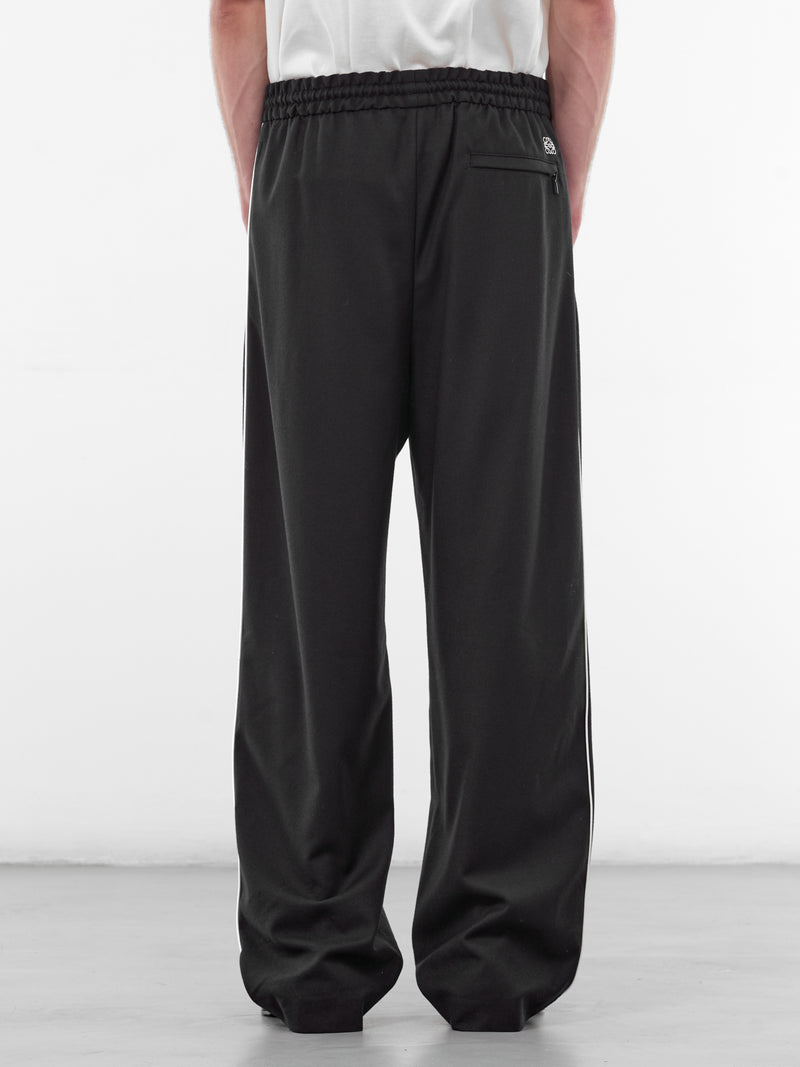 Navy Elasticated Wool Flannel Sweatpants (H526Y04X62-NAVY-BLUE)