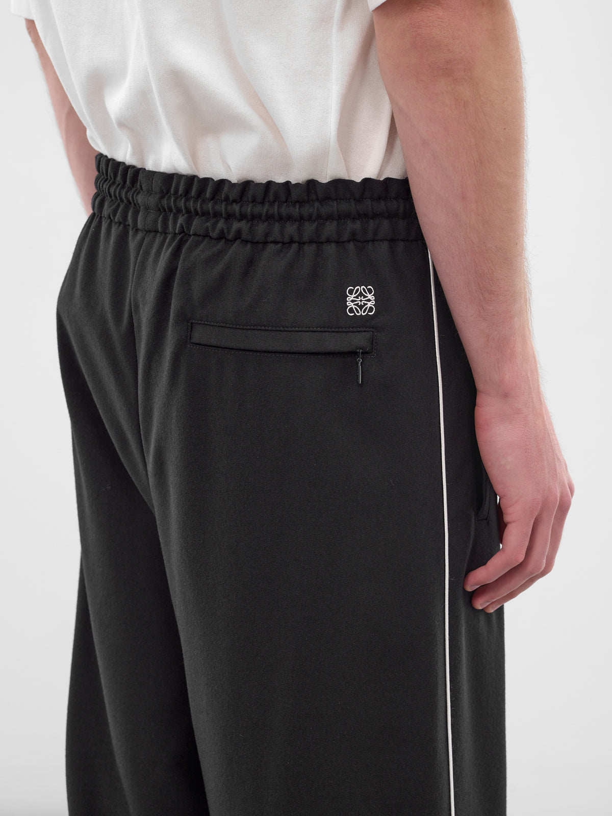 Navy Elasticated Wool Flannel Sweatpants (H526Y04X62-NAVY-BLUE)