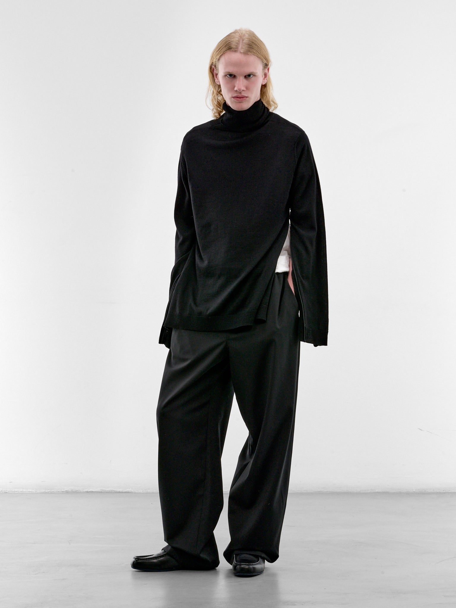 Black Wool Tailored Trousers (H526Y04X76-BLACK)