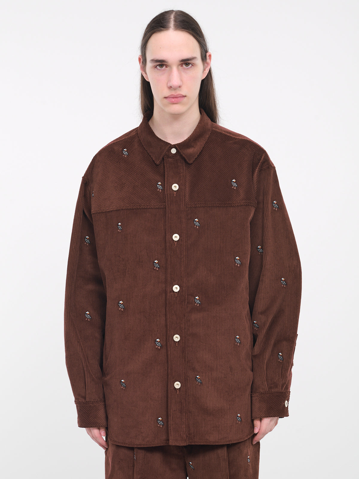 Corduroy Embroidered Overshirt (H526Y05WCE-COCOA)