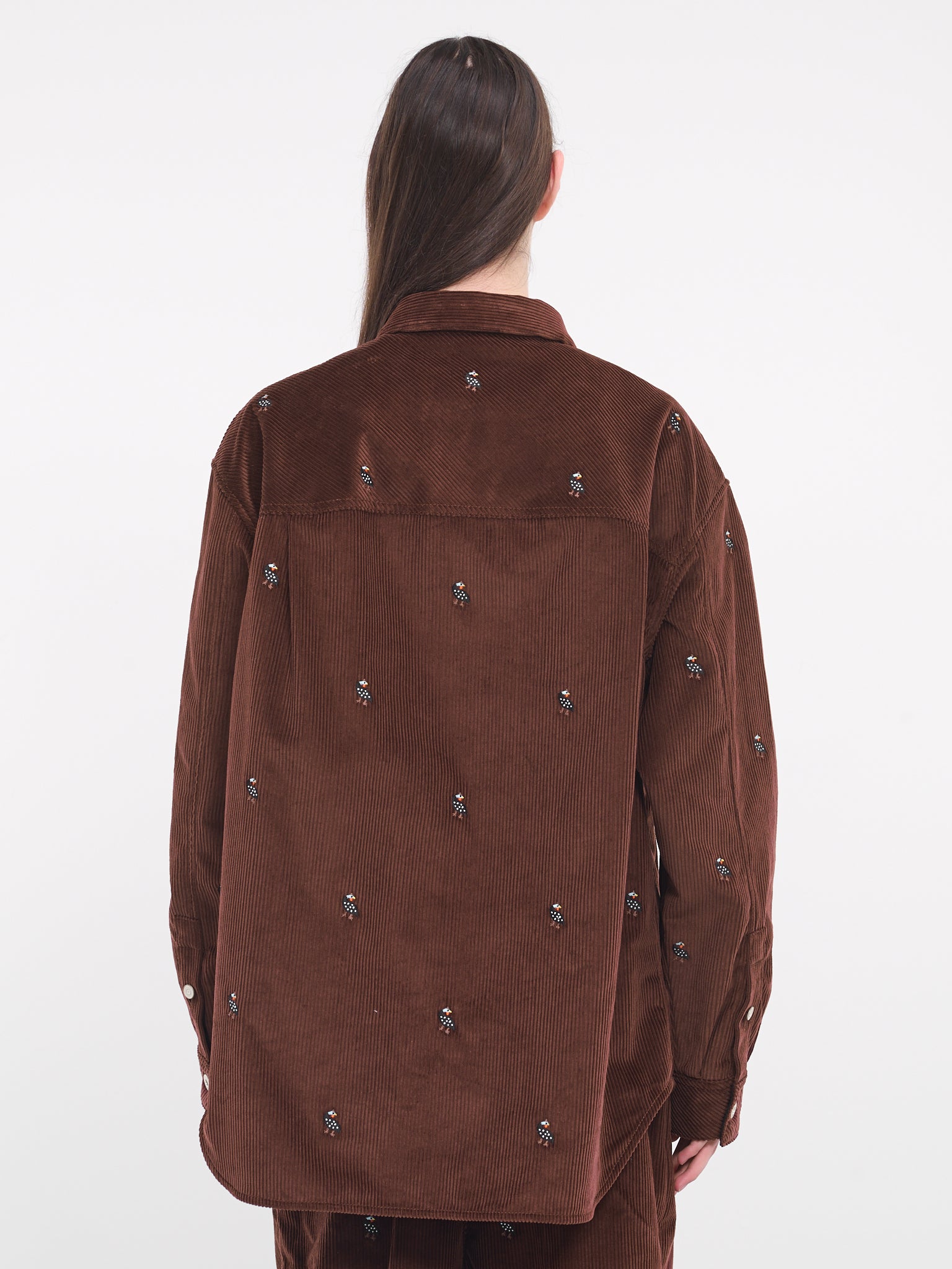 Corduroy Embroidered Overshirt (H526Y05WCE-COCOA)