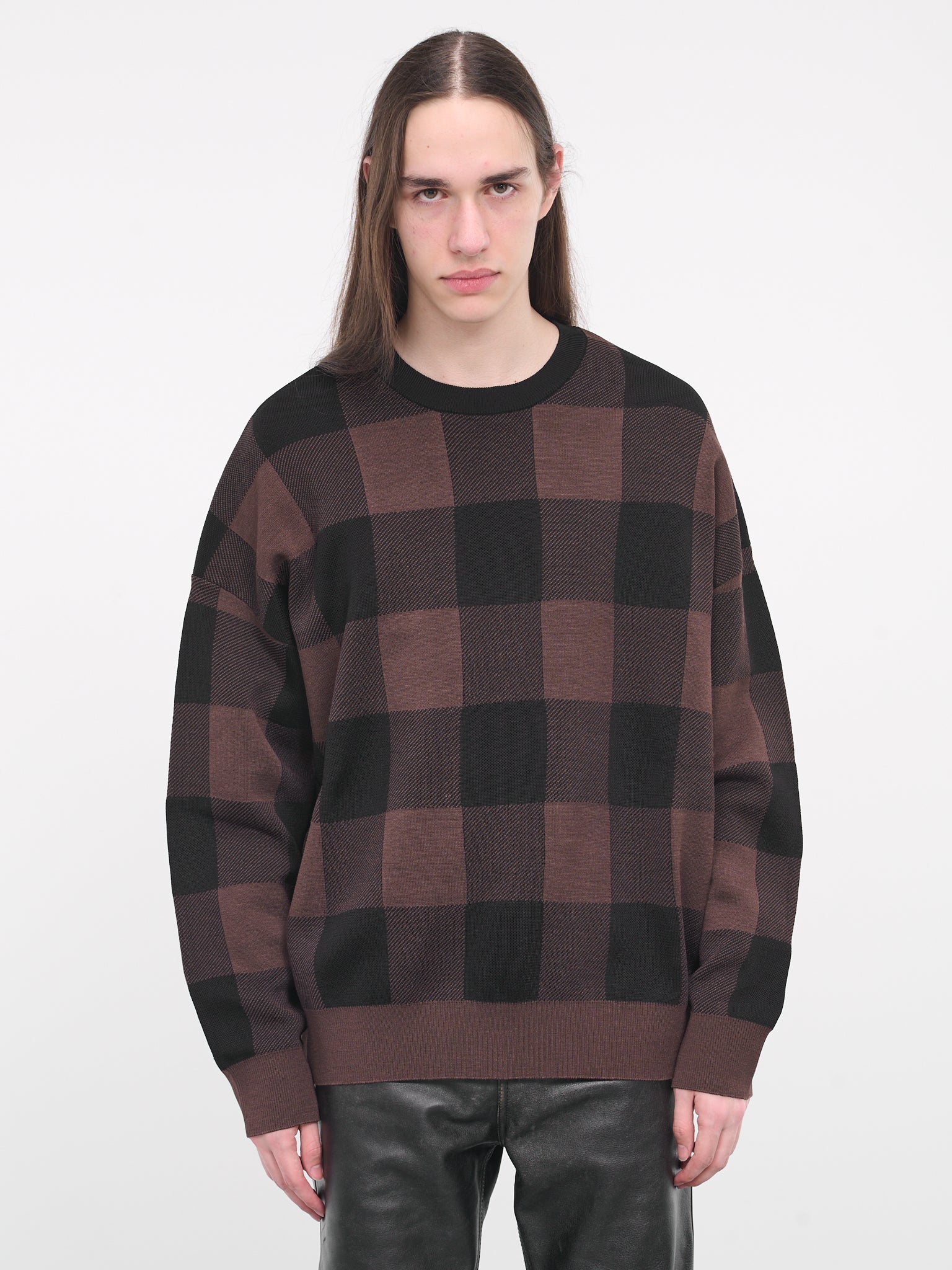 Check Sweater (H526Y14KGW-BLACK-BROWN)