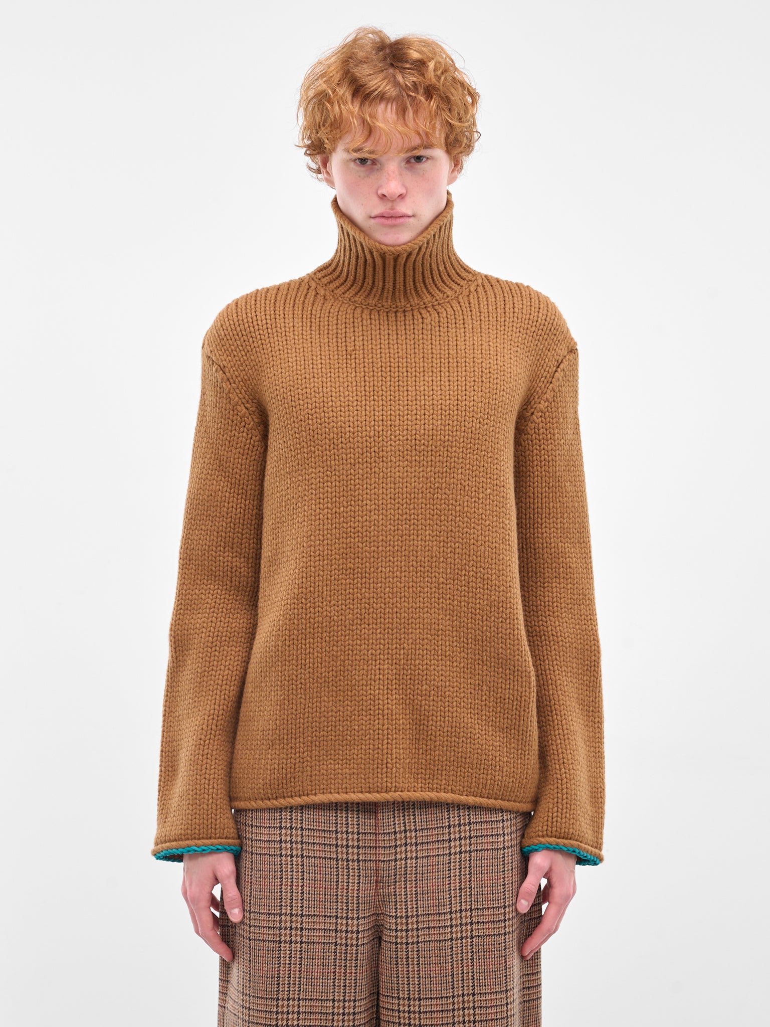 Tan Wool Turtleneck Sweater (H526Y14KMQ-2530-TAN)