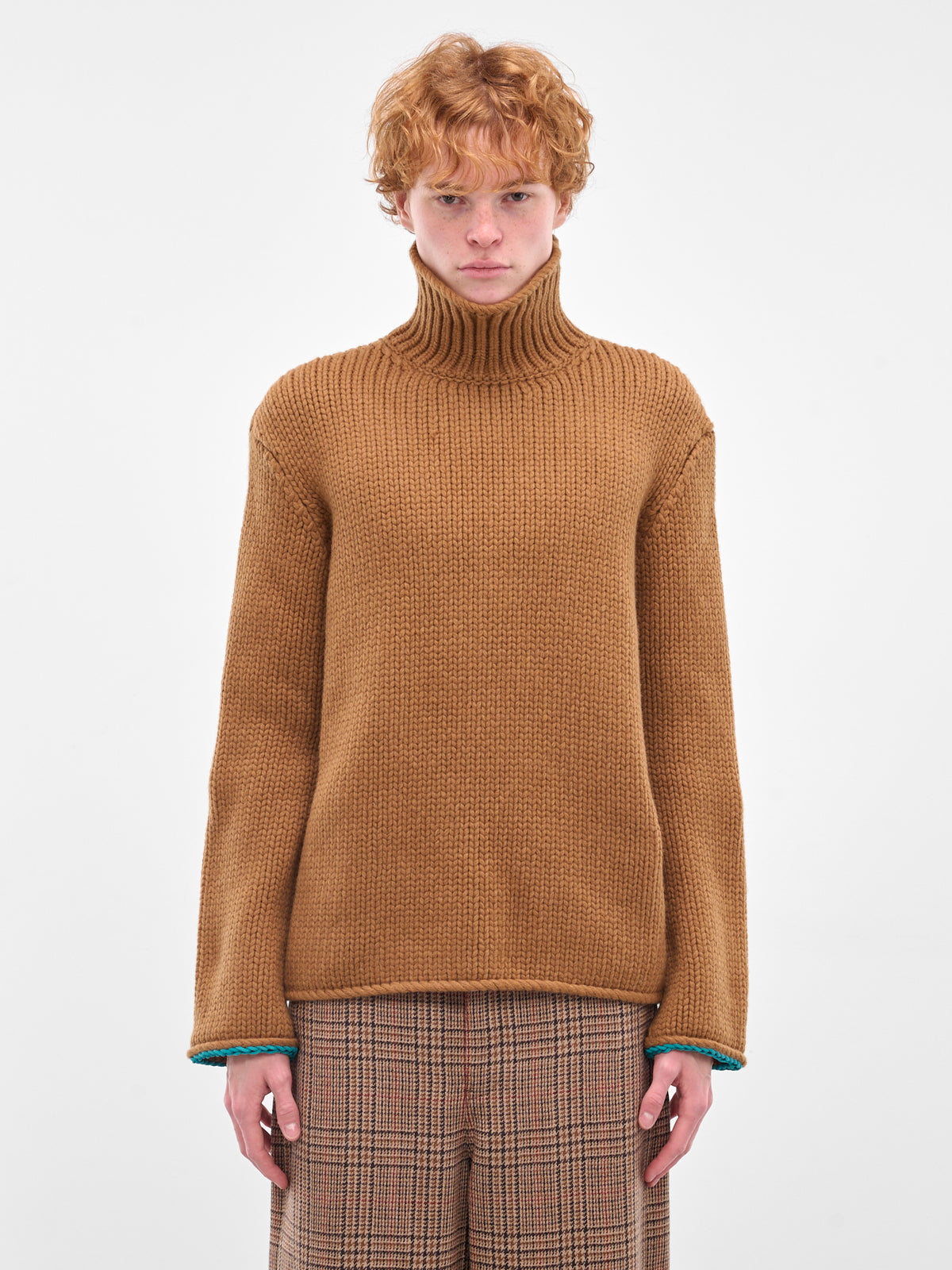 Tan Wool Turtleneck Sweater (H526Y14KMQ-2530-TAN)