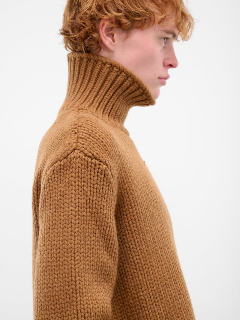 Tan Wool Turtleneck Sweater (H526Y14KMQ-2530-TAN)