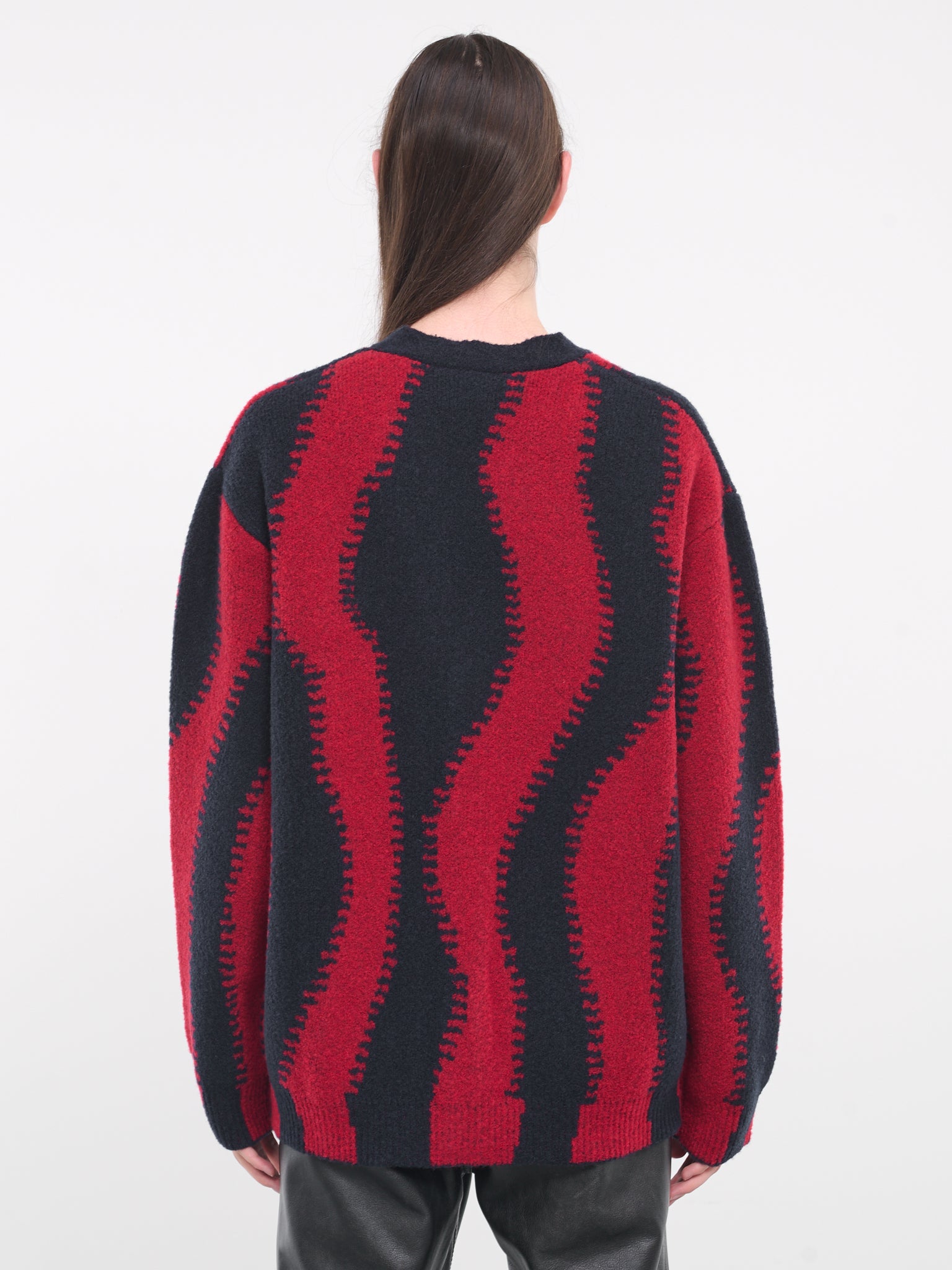Abstract Striped Cardigan (H526Y16K69-NAVY-RED)