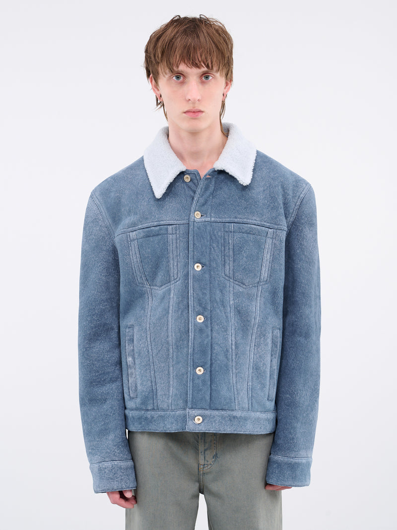 Shearling Jacket (H526Y19L97-WHITE-INDIGO-BLUE)