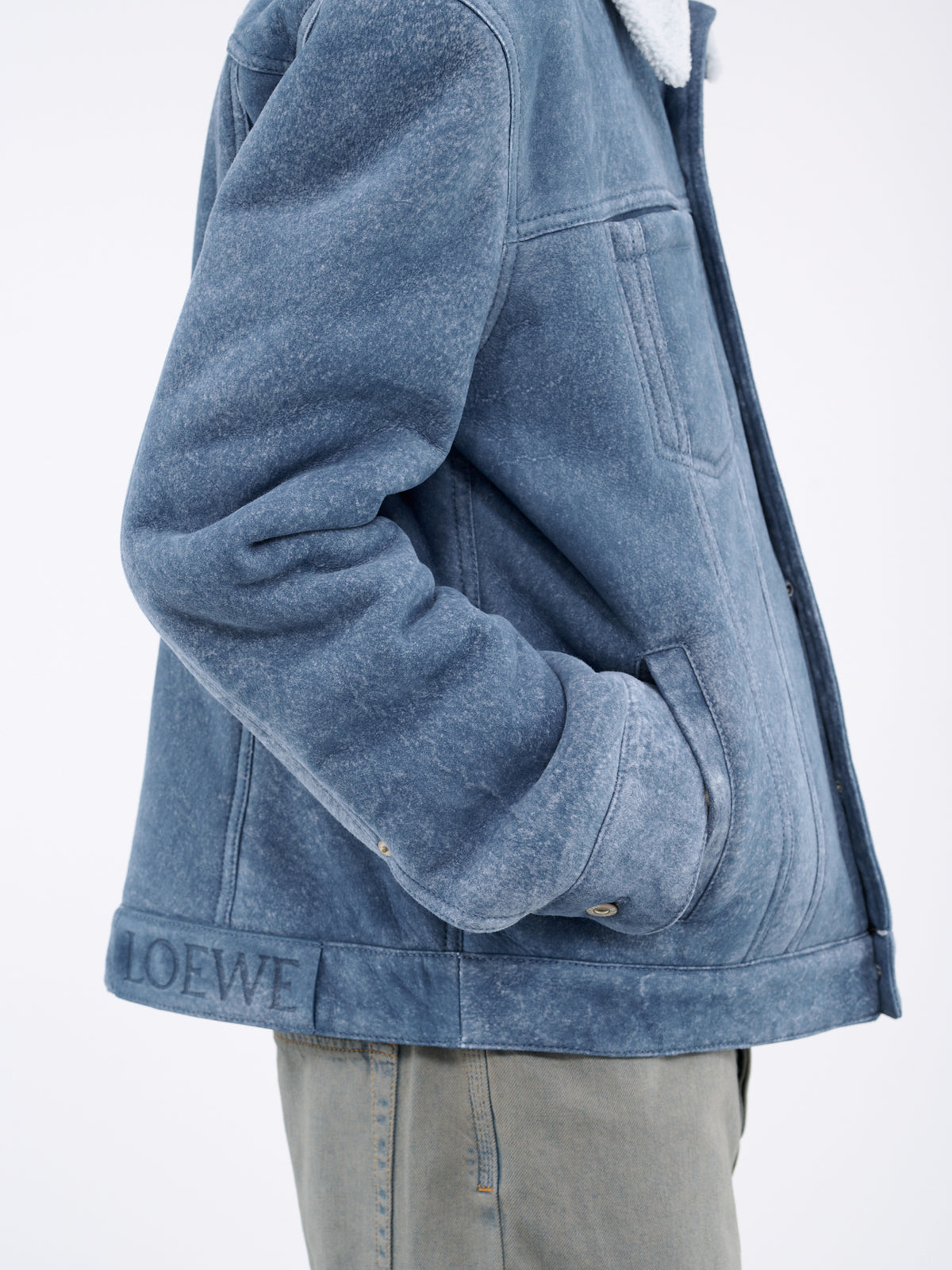 Shearling Jacket (H526Y19L97-WHITE-INDIGO-BLUE)