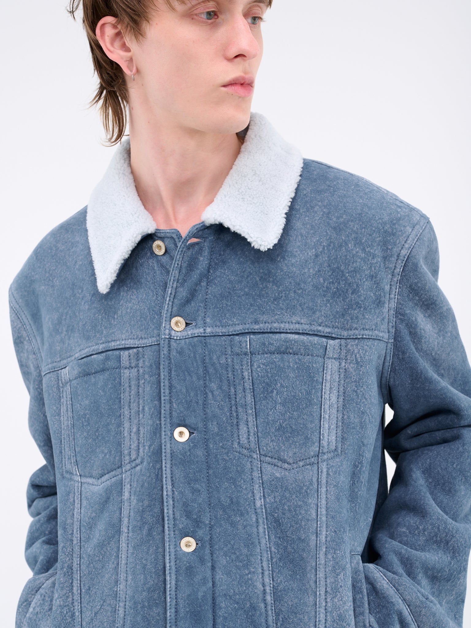 Shearling Jacket (H526Y19L97-WHITE-INDIGO-BLUE)