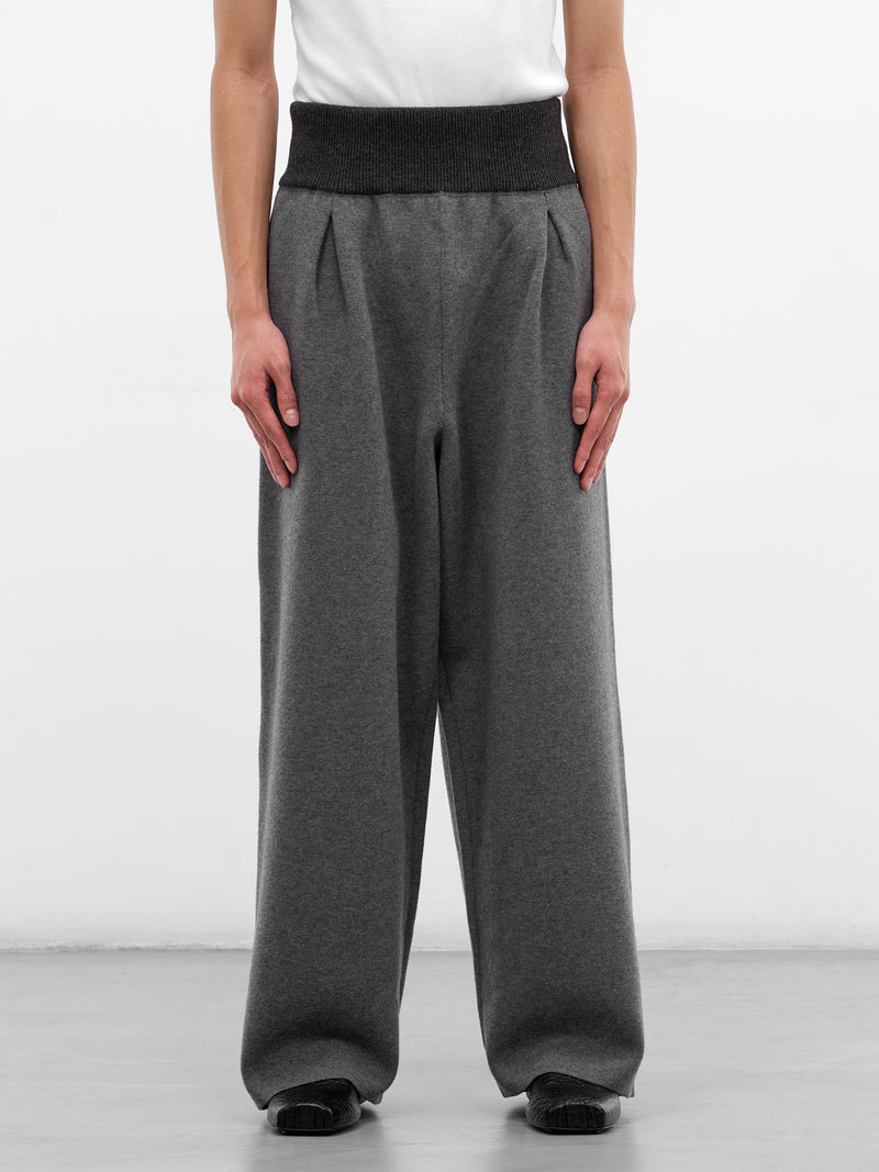 Gray Wool Ribbed Waistband Trousers (H526Y1MK23-GREY-MELANGE)