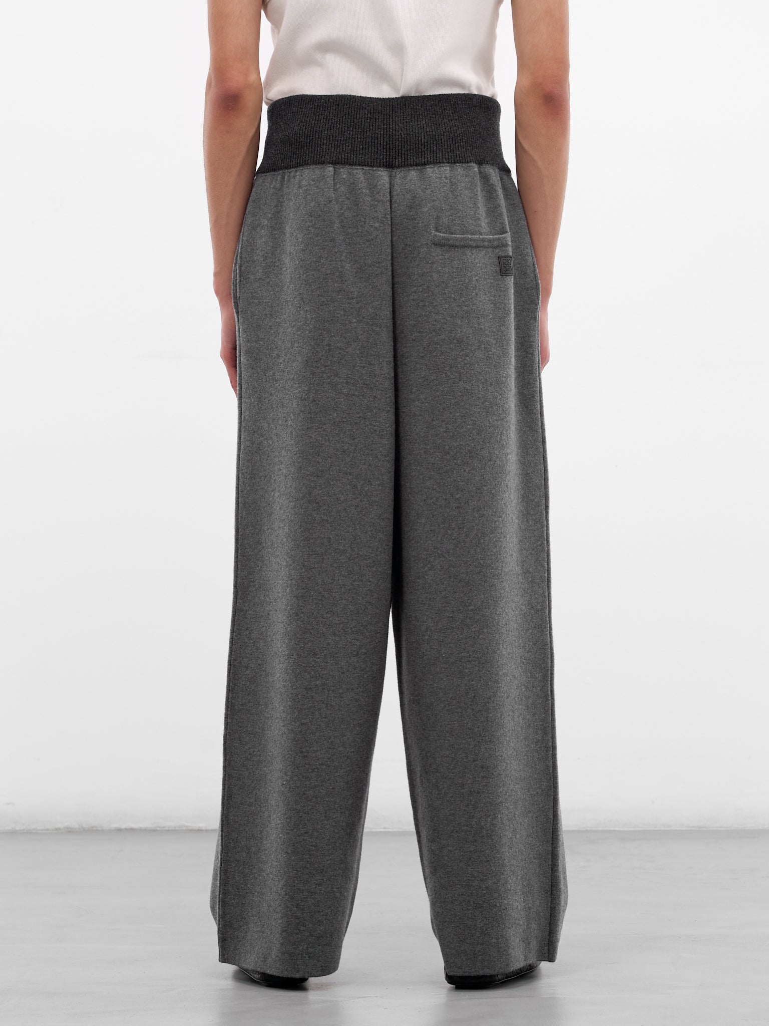 Gray Wool Ribbed Waistband Trousers (H526Y1MK23-GREY-MELANGE)