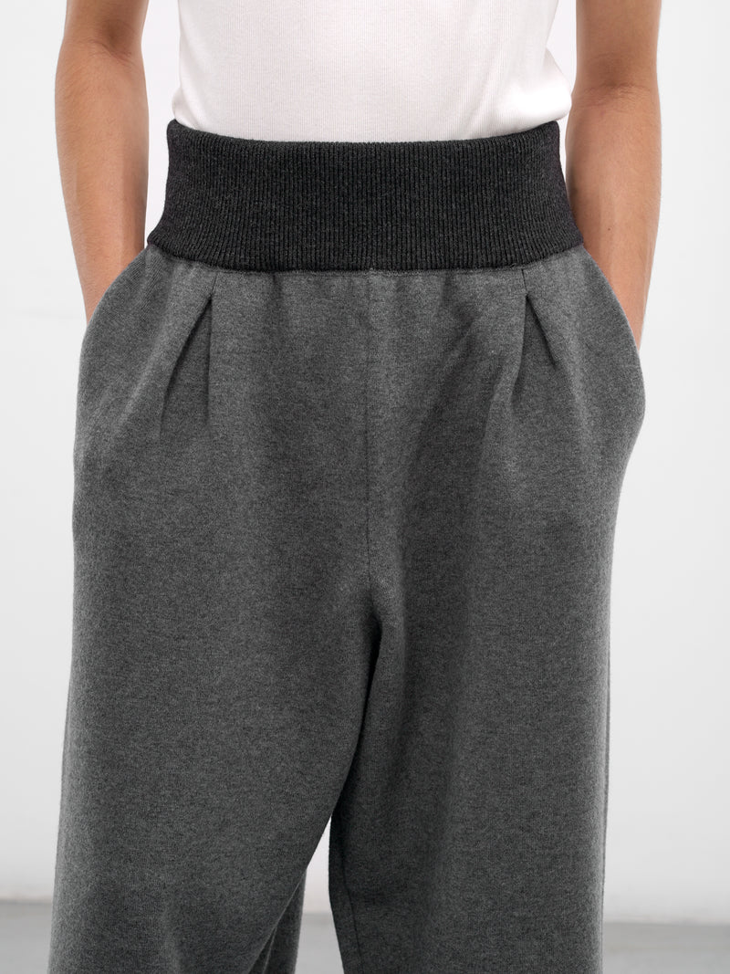 Gray Wool Ribbed Waistband Trousers (H526Y1MK23-GREY-MELANGE)