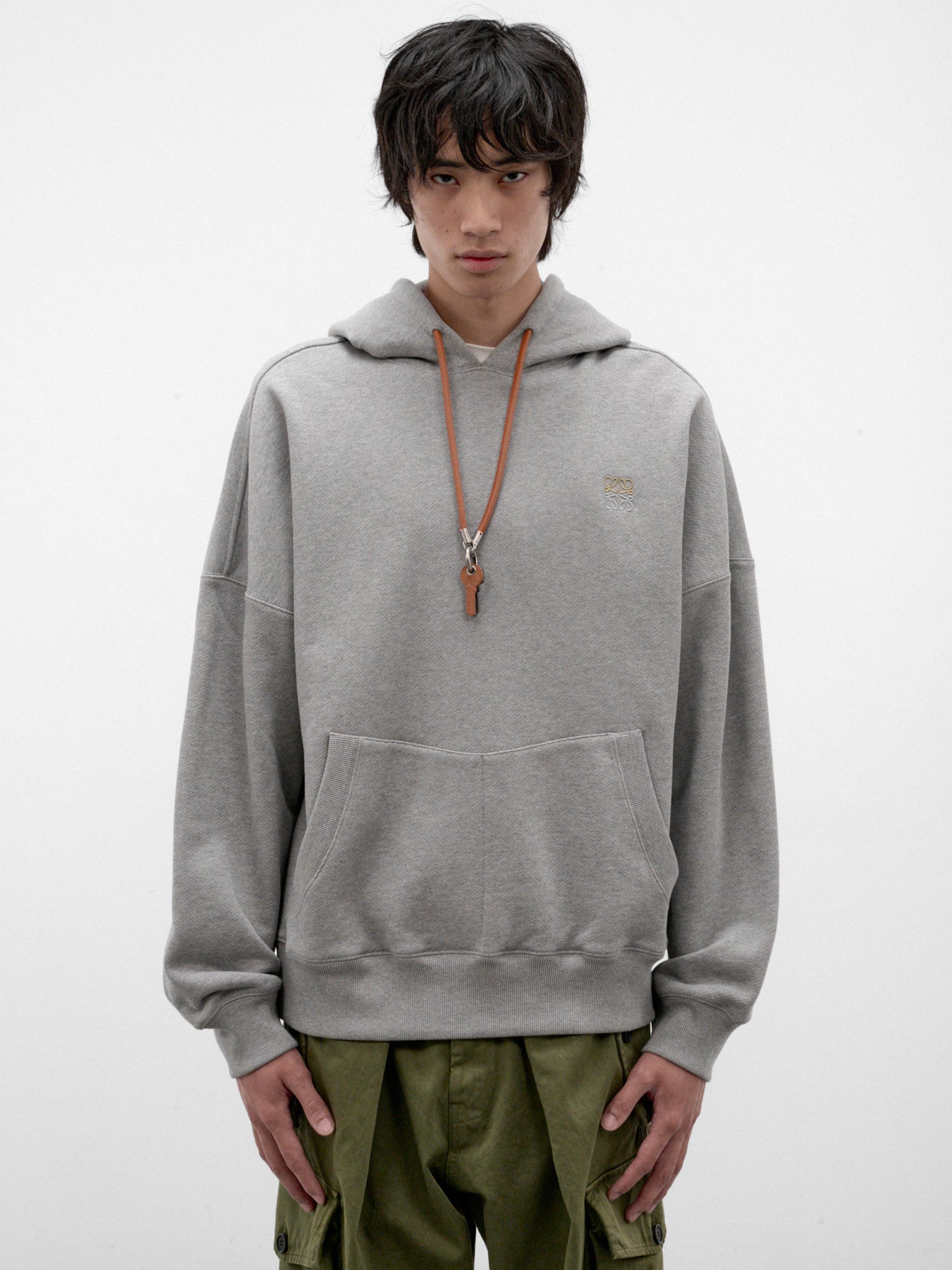 Gray Loopback Cotton Hoodie (H526Y25X92-GREY)