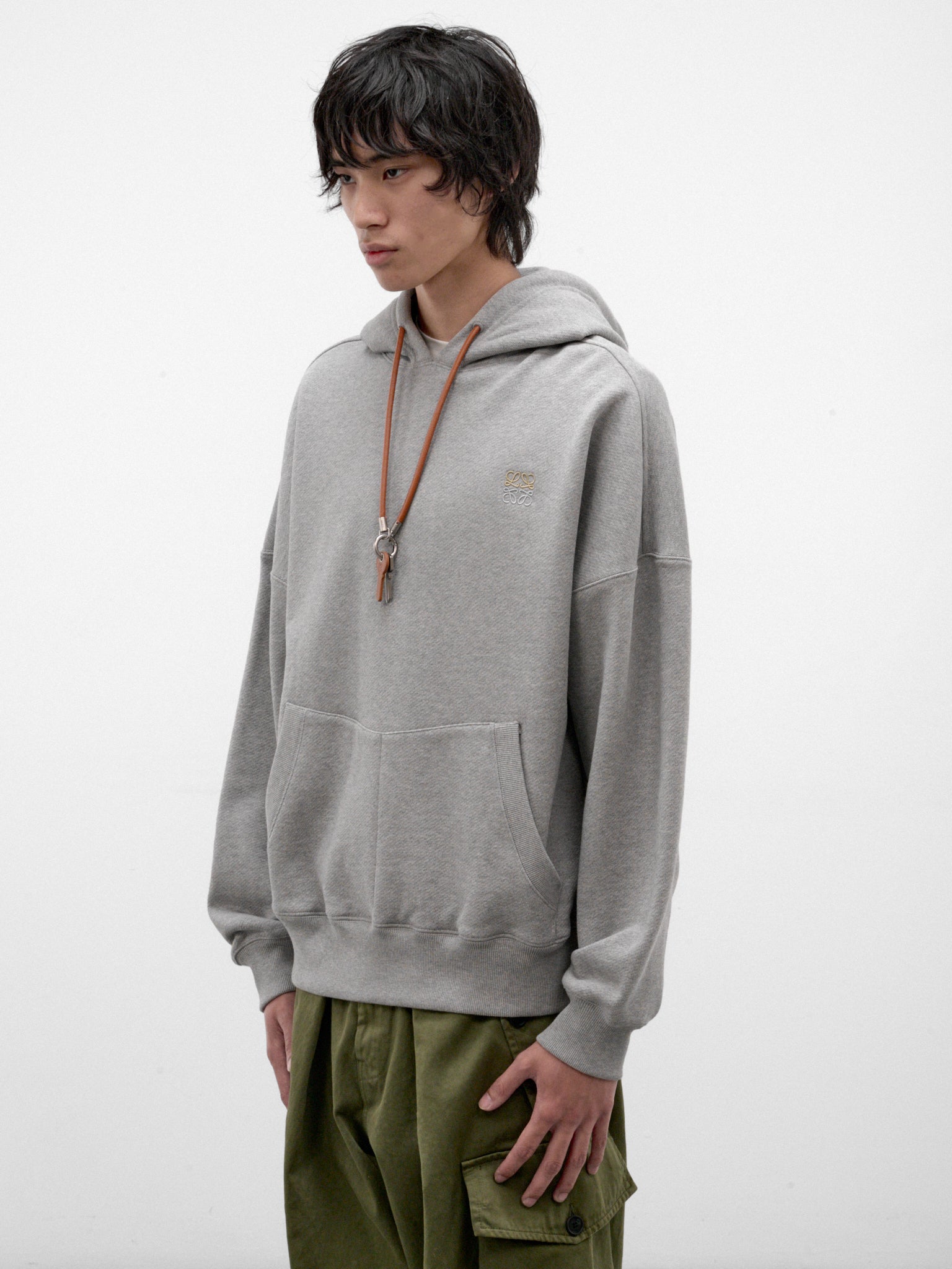 Gray Loopback Cotton Hoodie (H526Y25X92-GREY)