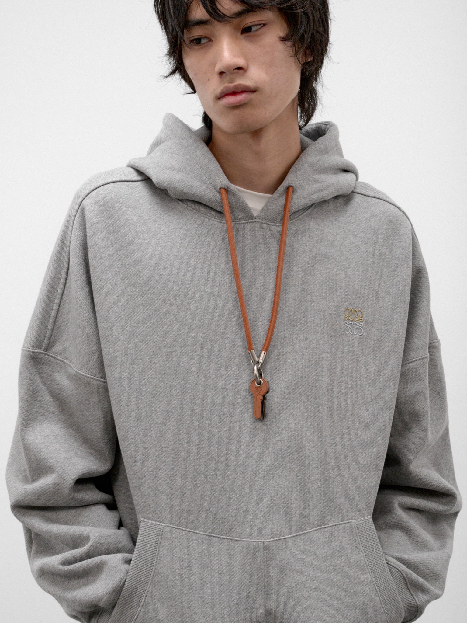 Gray Loopback Cotton Hoodie (H526Y25X92-GREY)