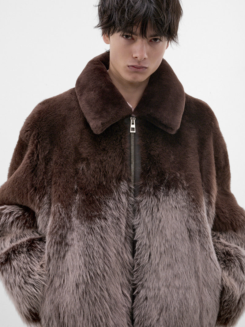 Brown Gradient Shearling Jacket (H526Y2SL76-DARK-BROWN)