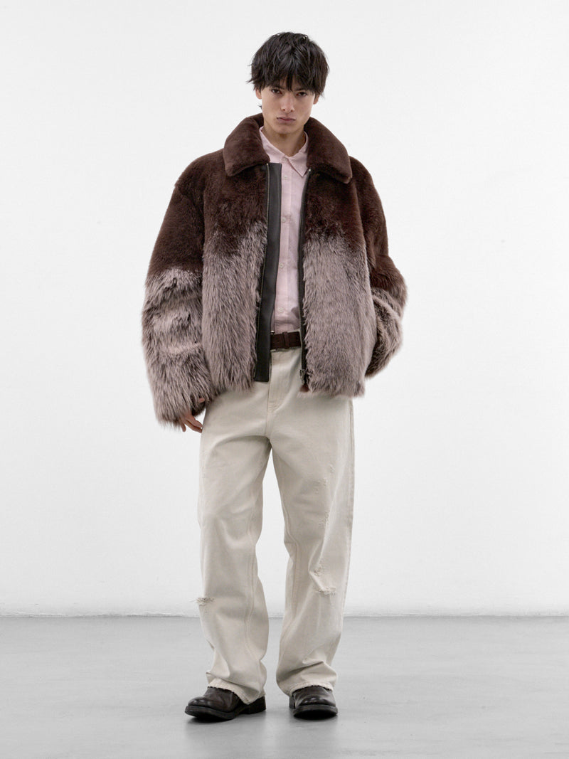 Brown Gradient Shearling Jacket (H526Y2SL76-DARK-BROWN)