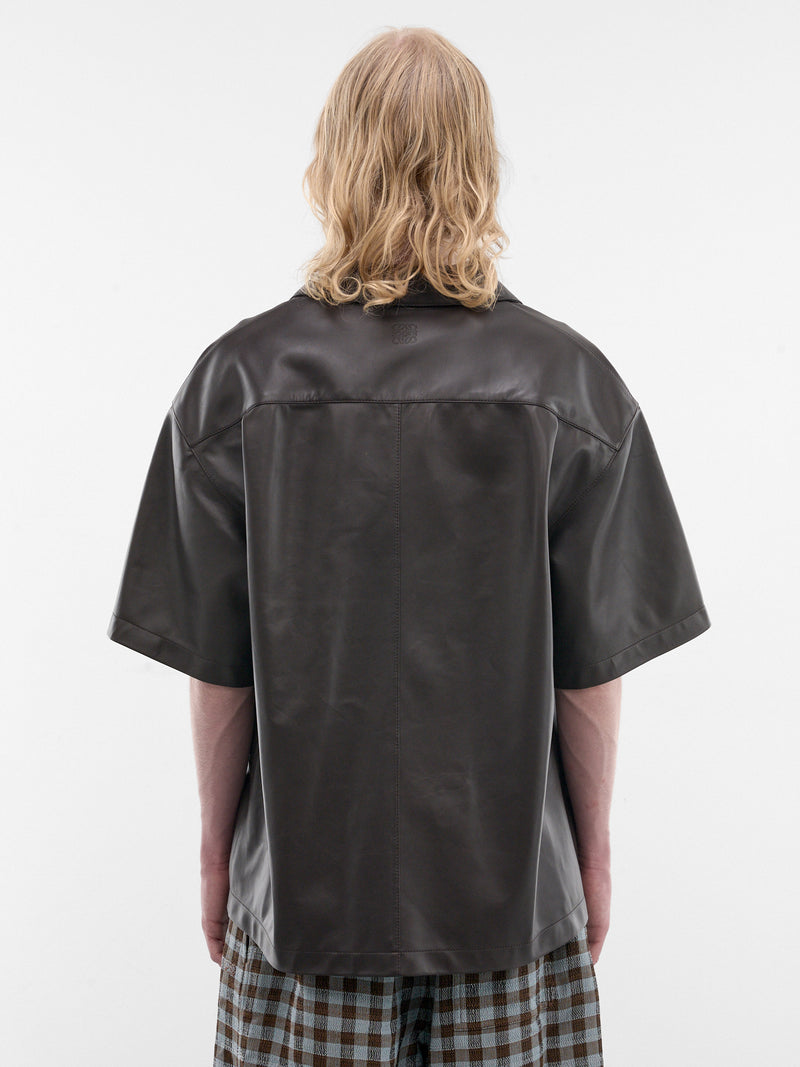 Brown Nappa Lambskin Boxy Shirt (H526Y31L69-DARK-BROWN)