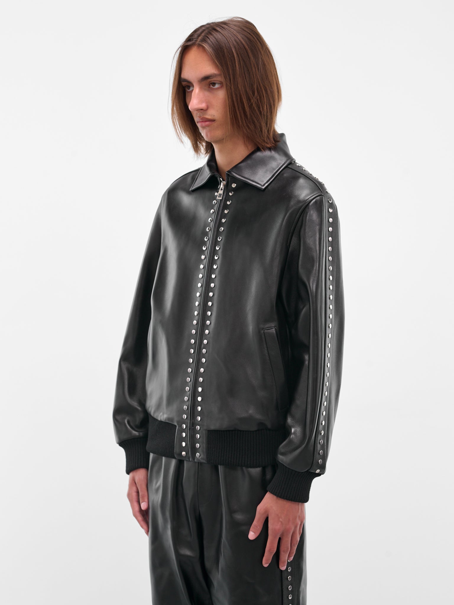Black Studded Lambskin Zip Jacket (H526Y34L62-1100-BLACK)