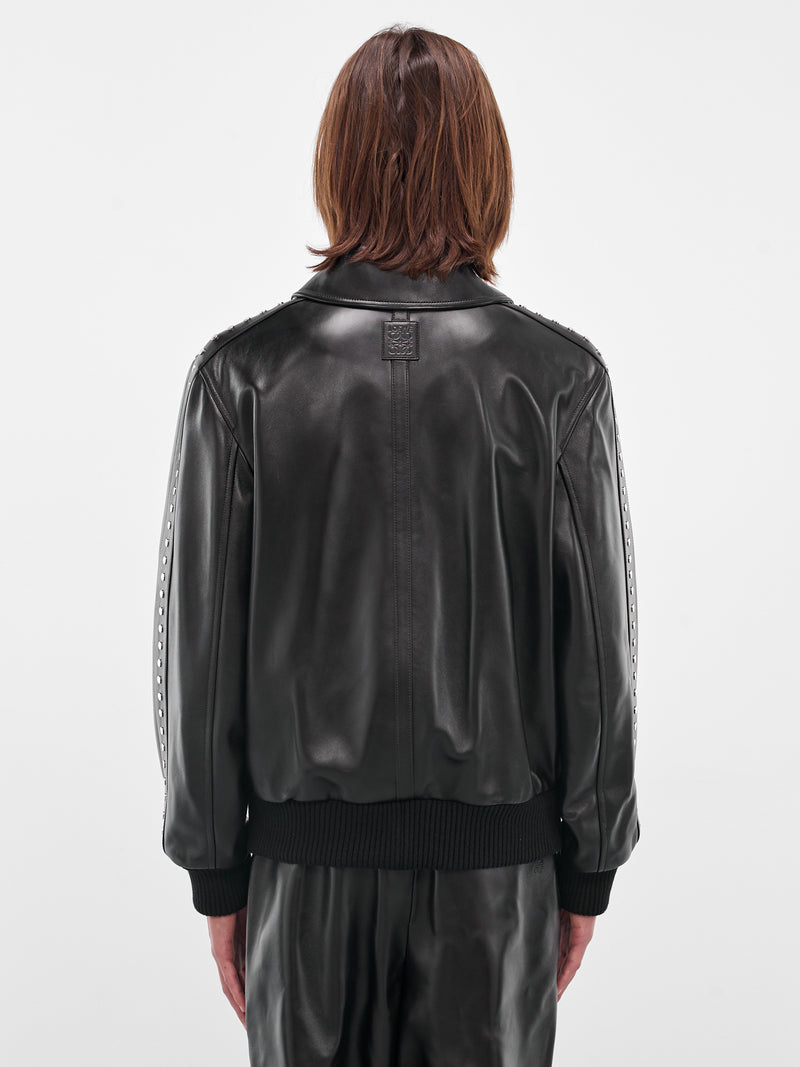 Black Studded Lambskin Zip Jacket (H526Y34L62-1100-BLACK)