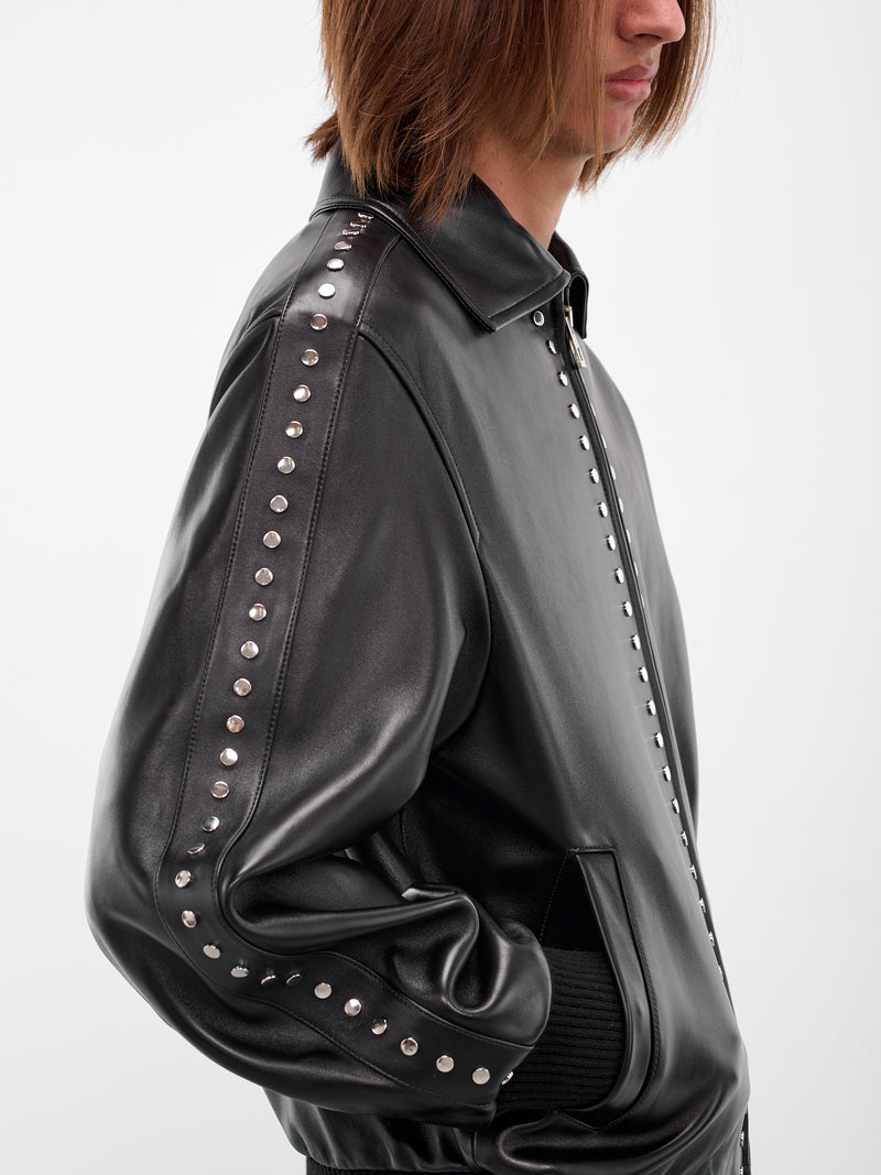 Black Studded Lambskin Zip Jacket (H526Y34L62-1100-BLACK)