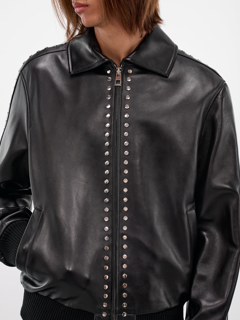 Black Studded Lambskin Zip Jacket (H526Y34L62-1100-BLACK)
