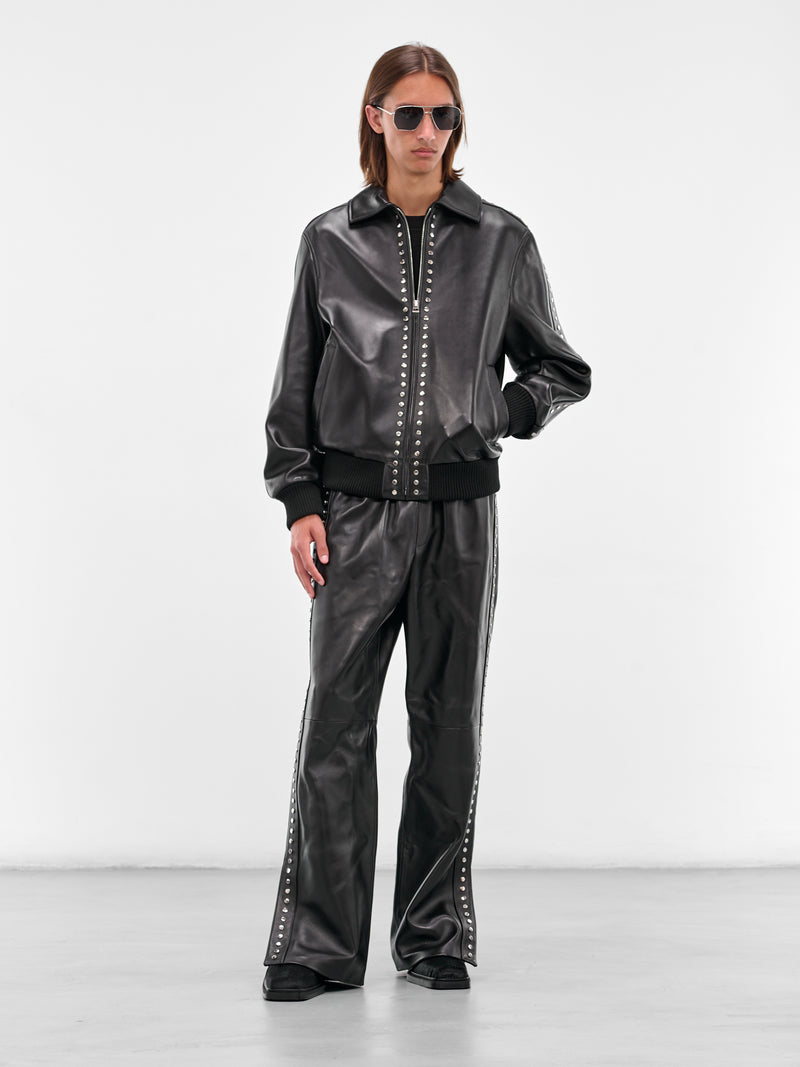 Black Studded Lambskin Zip Jacket (H526Y34L62-1100-BLACK)