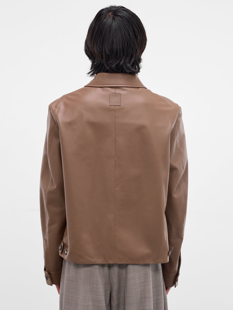 Taupe Lambskin Nappa Zip Jacket (H526Y34LAX-TAUPE)