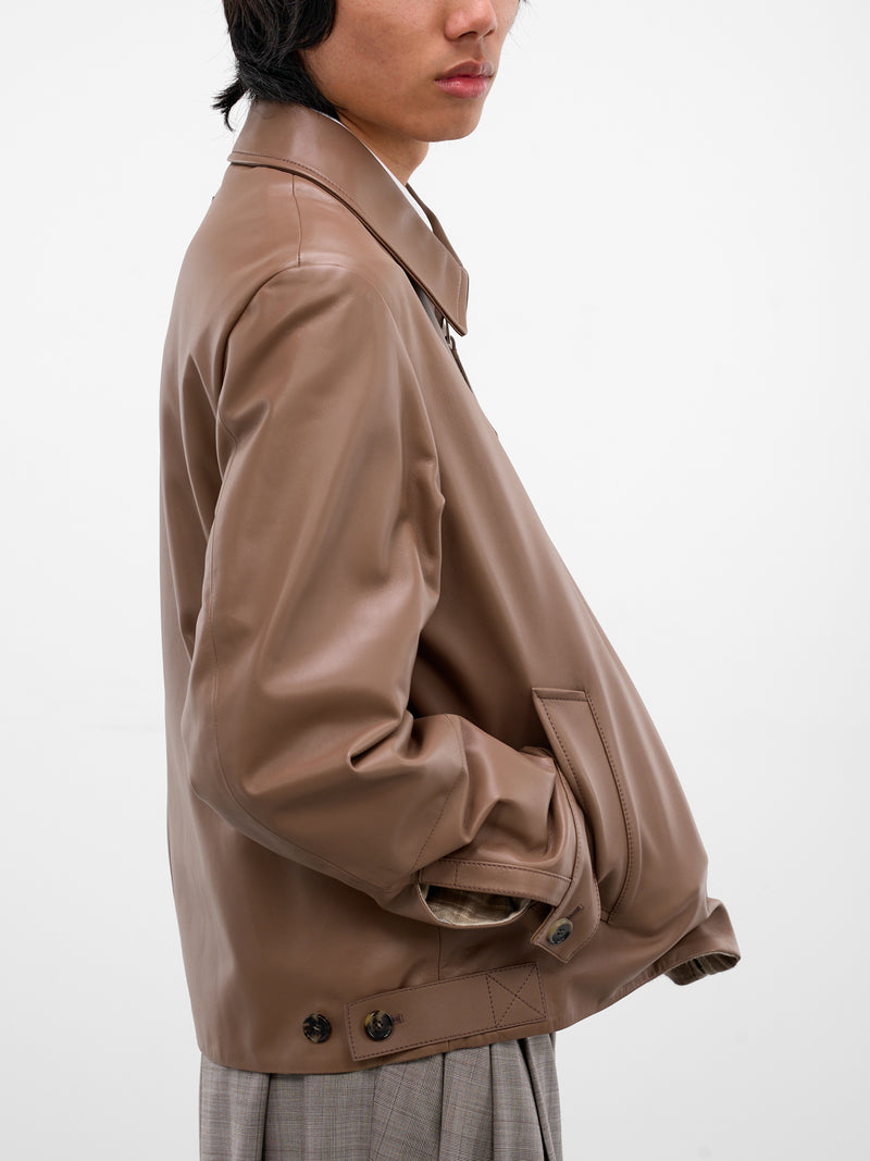 Taupe Lambskin Nappa Zip Jacket (H526Y34LAX-TAUPE)