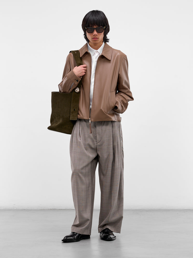 Taupe Lambskin Nappa Zip Jacket (H526Y34LAX-TAUPE)