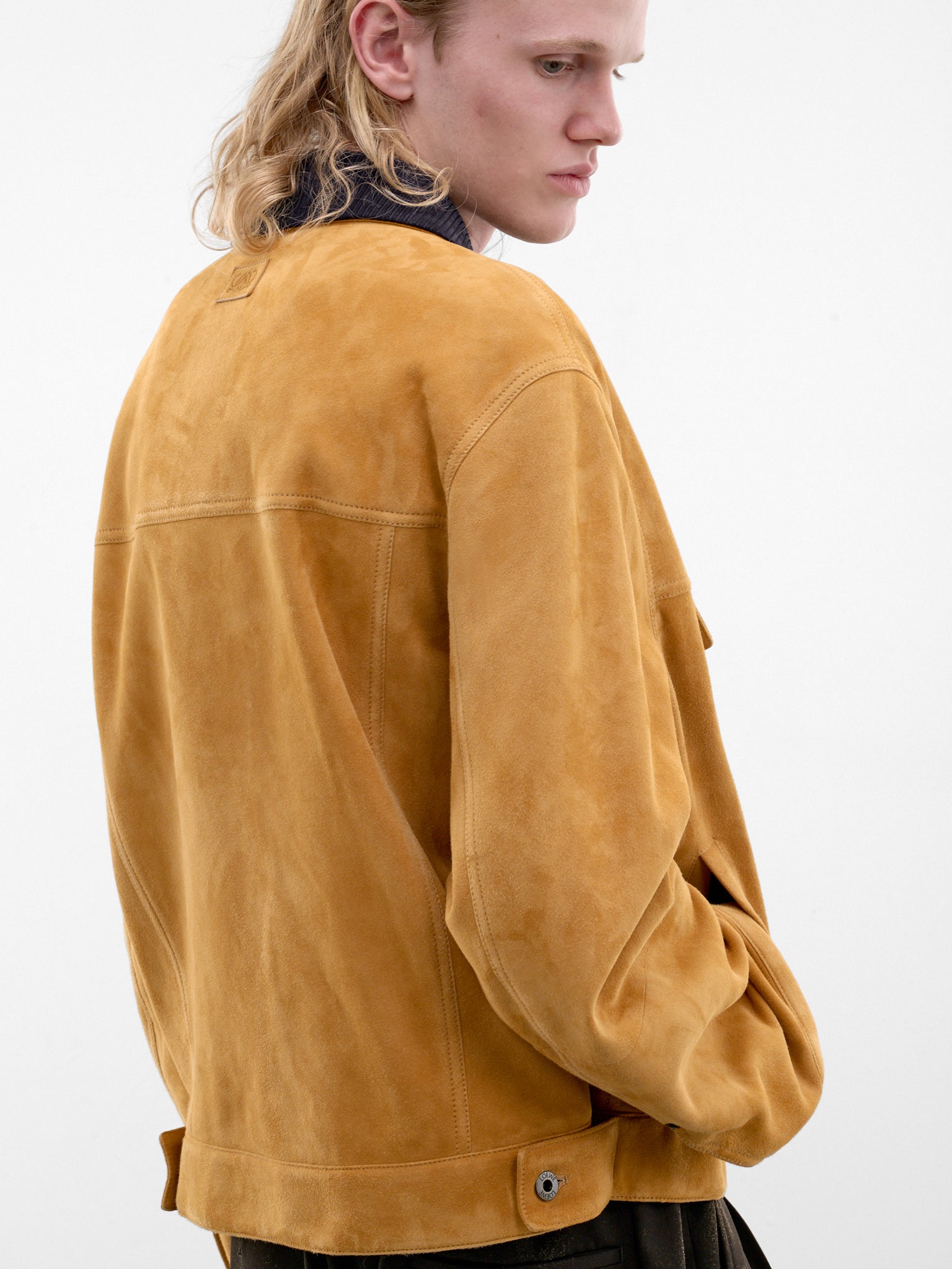 Camel Suede Goatskin Trucker Jacket (H526Y34LBN-CAMEL)