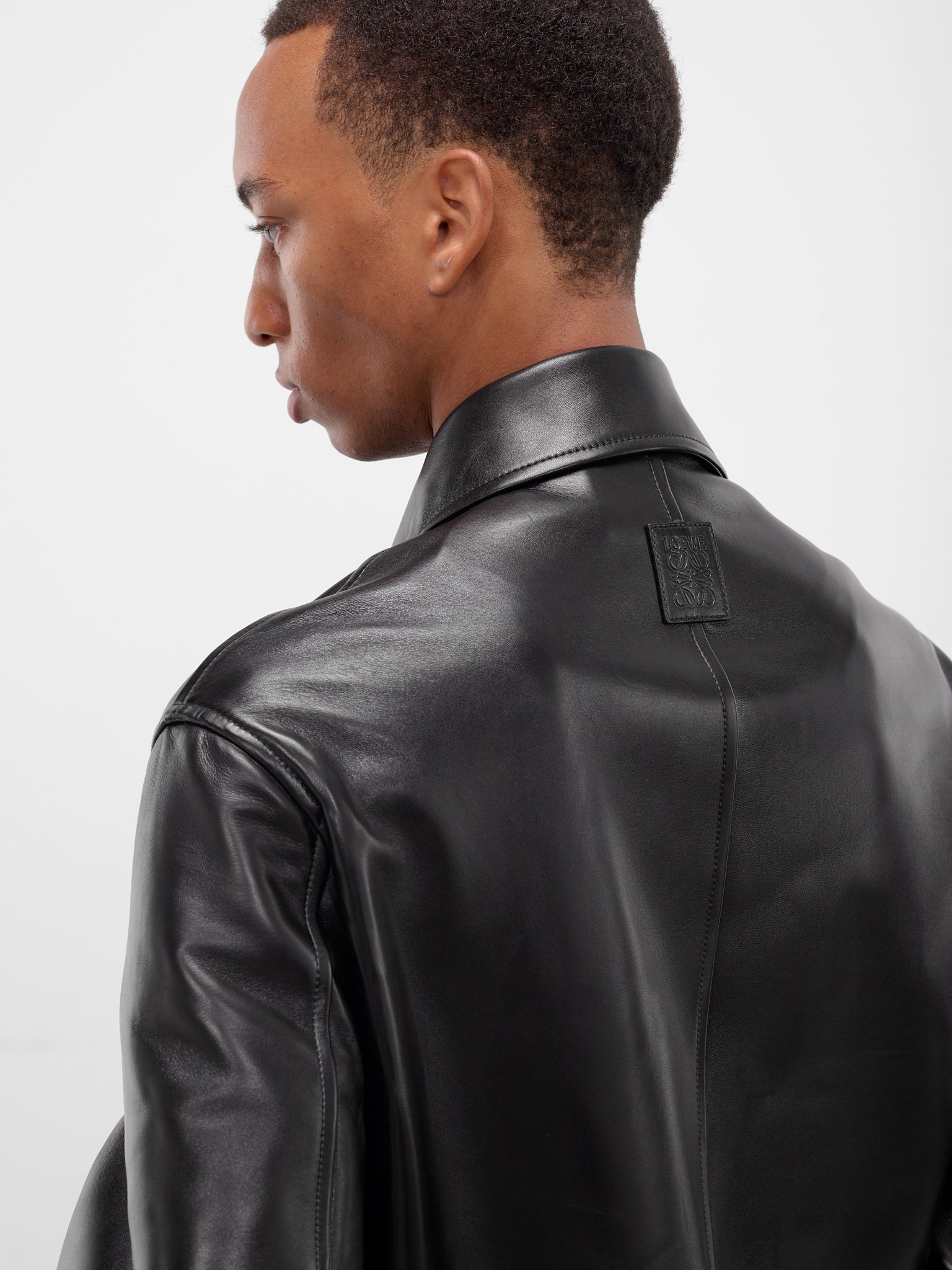 Black Lambskin Cropped Zip Jacket (H526Y34L92-1100-BLACK)