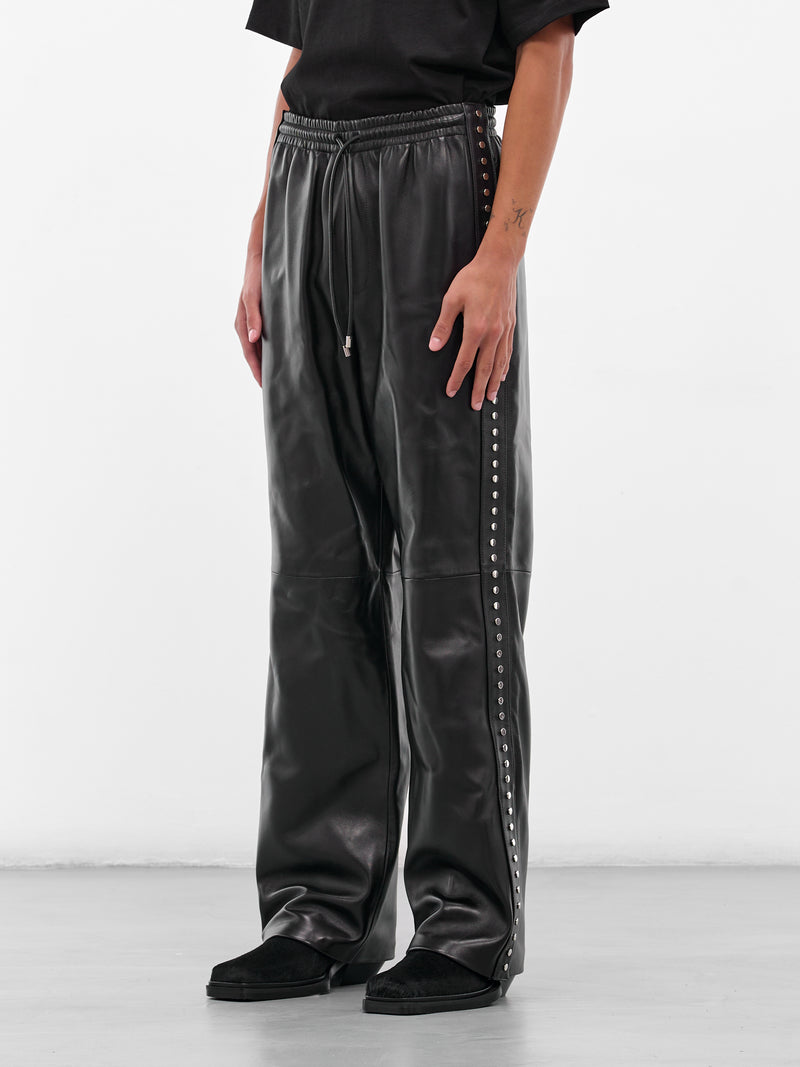 Black Studded Lambskin Elasticated Pants (H526Y54L71-1100-BLACK)