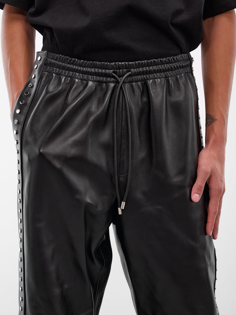 Black Studded Lambskin Elasticated Pants (H526Y54L71-1100-BLACK)