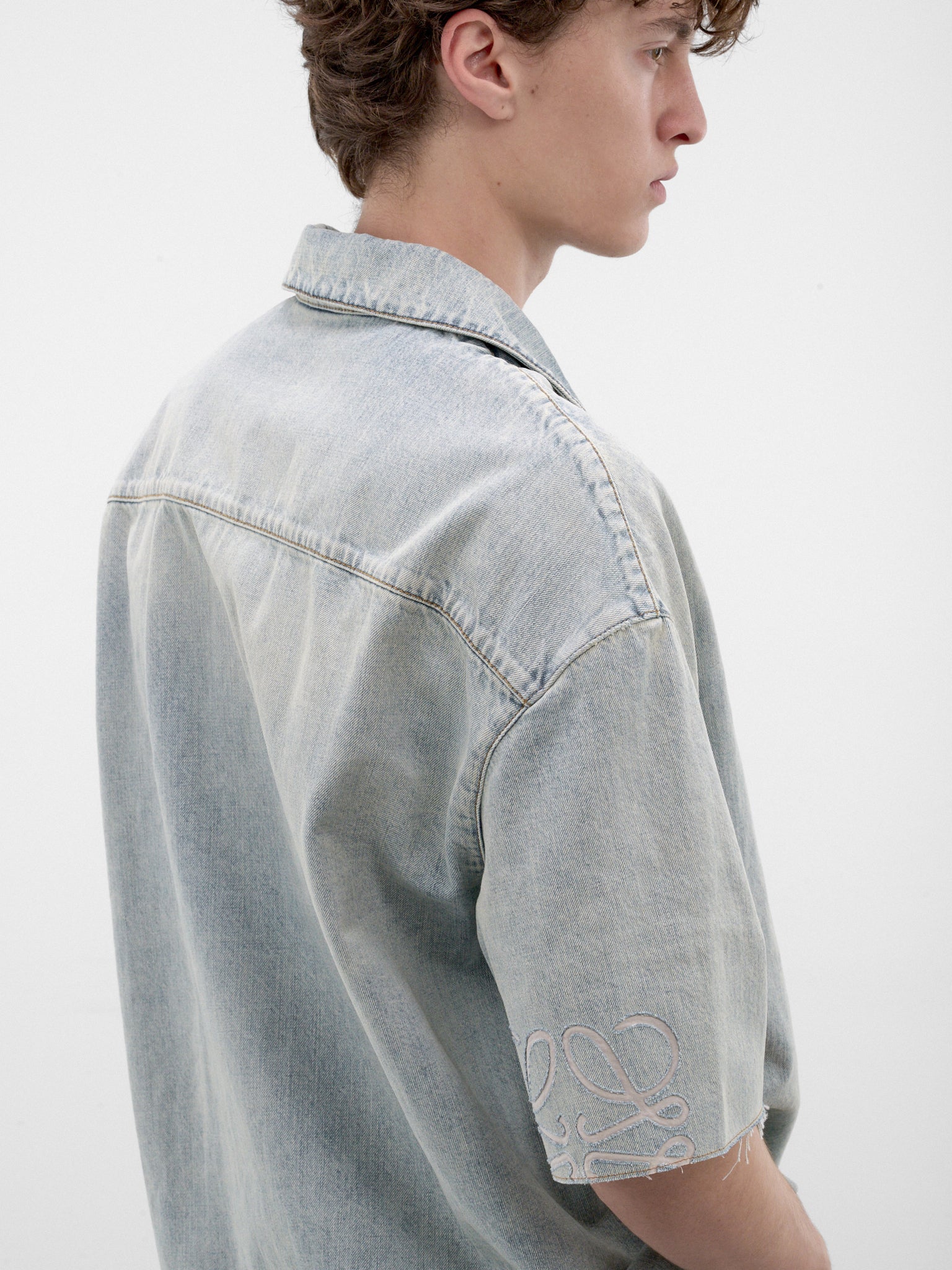 Blue Denim Short Sleeve Shirt (H526Y1DW30-WASHED-BLUE)