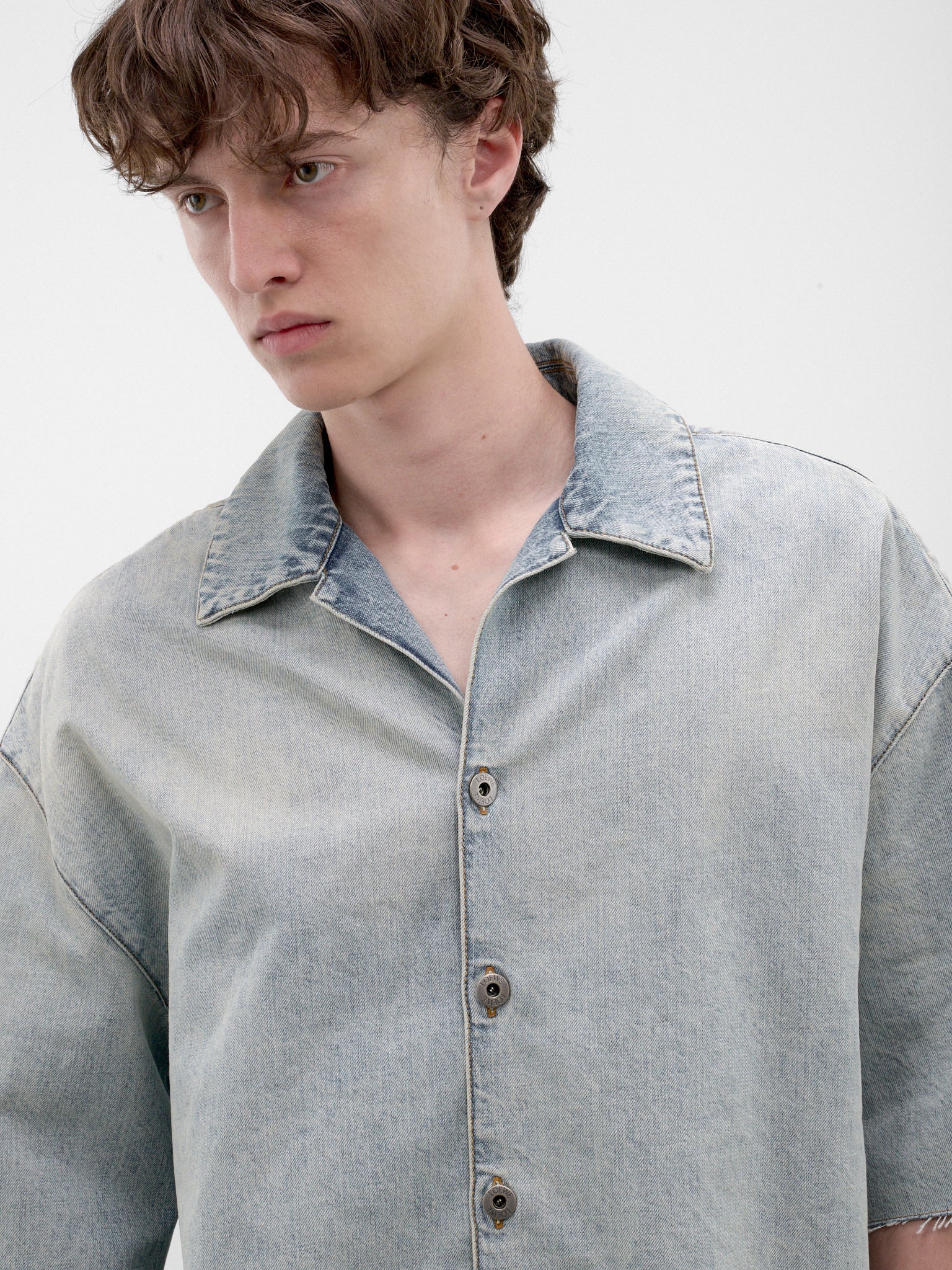 Blue Denim Short Sleeve Shirt (H526Y1DW30-WASHED-BLUE)