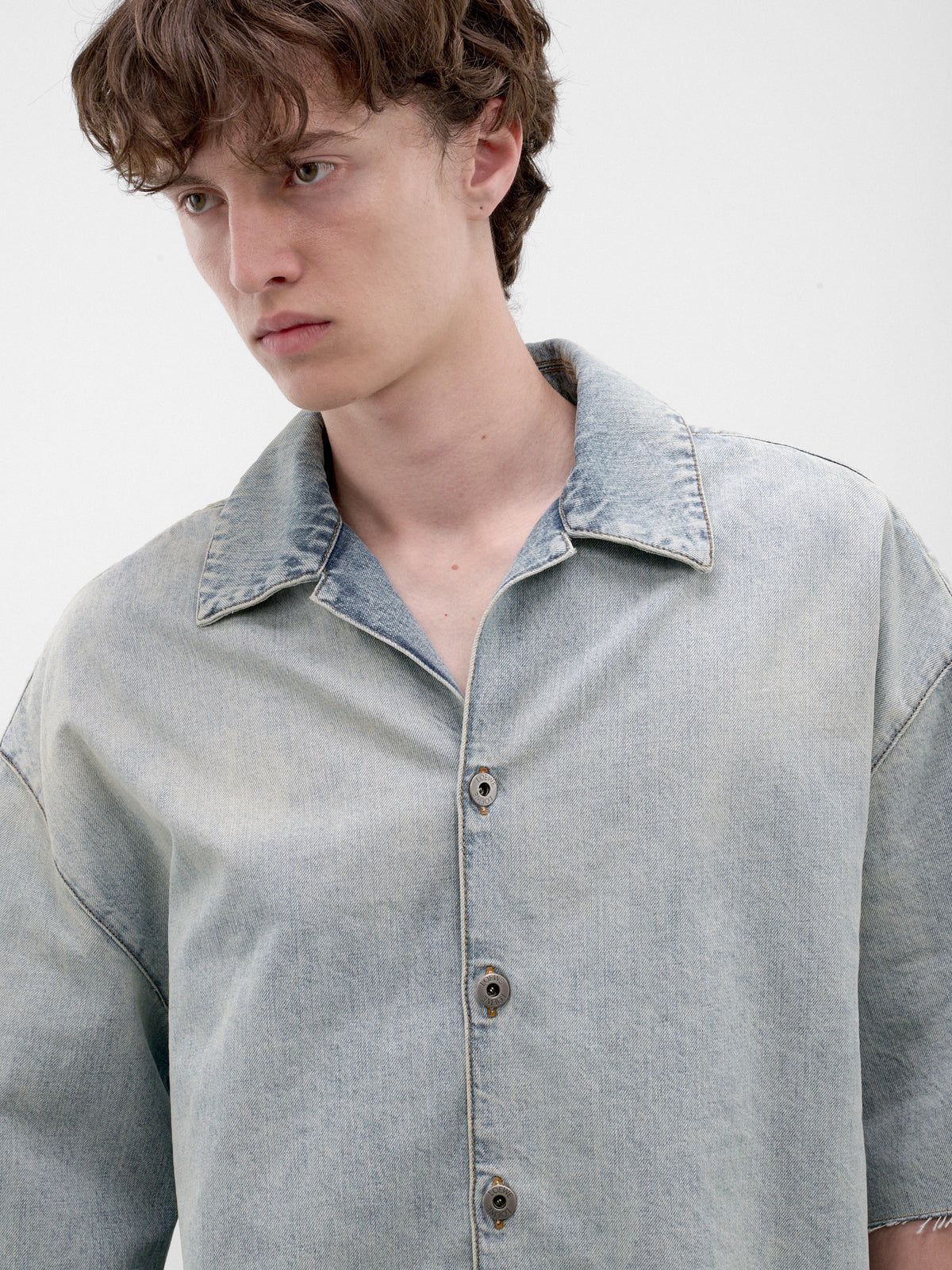 Blue Denim Short Sleeve Shirt (H526Y1DW30-WASHED-BLUE)