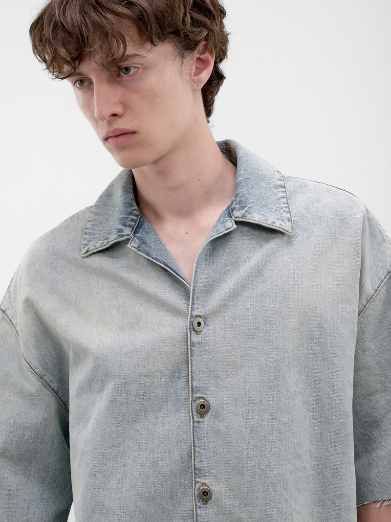 Blue Denim Short Sleeve Shirt (H526Y1DW30-WASHED-BLUE)