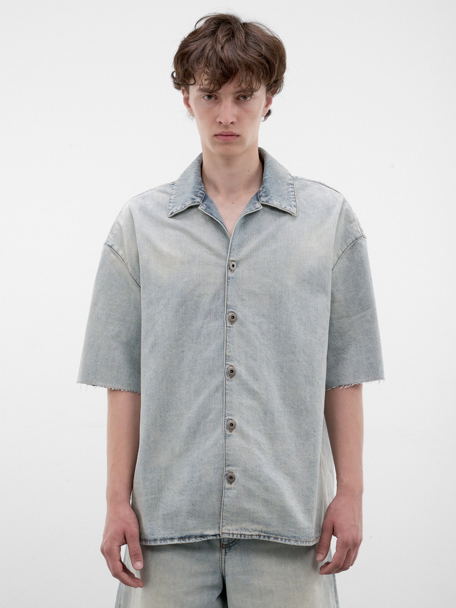 Blue Denim Short Sleeve Shirt (H526Y1DW30-WASHED-BLUE)