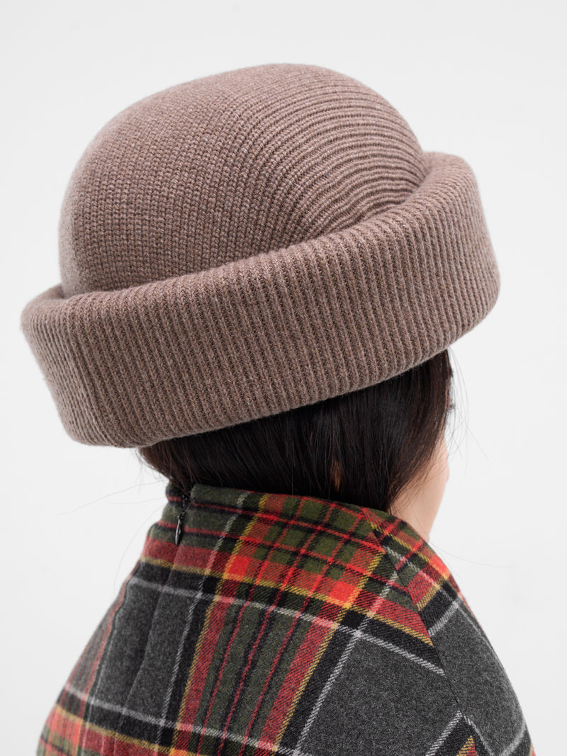 Beige Sculptural Padded Knit Beanie (HA04023-0269-BEIGE)