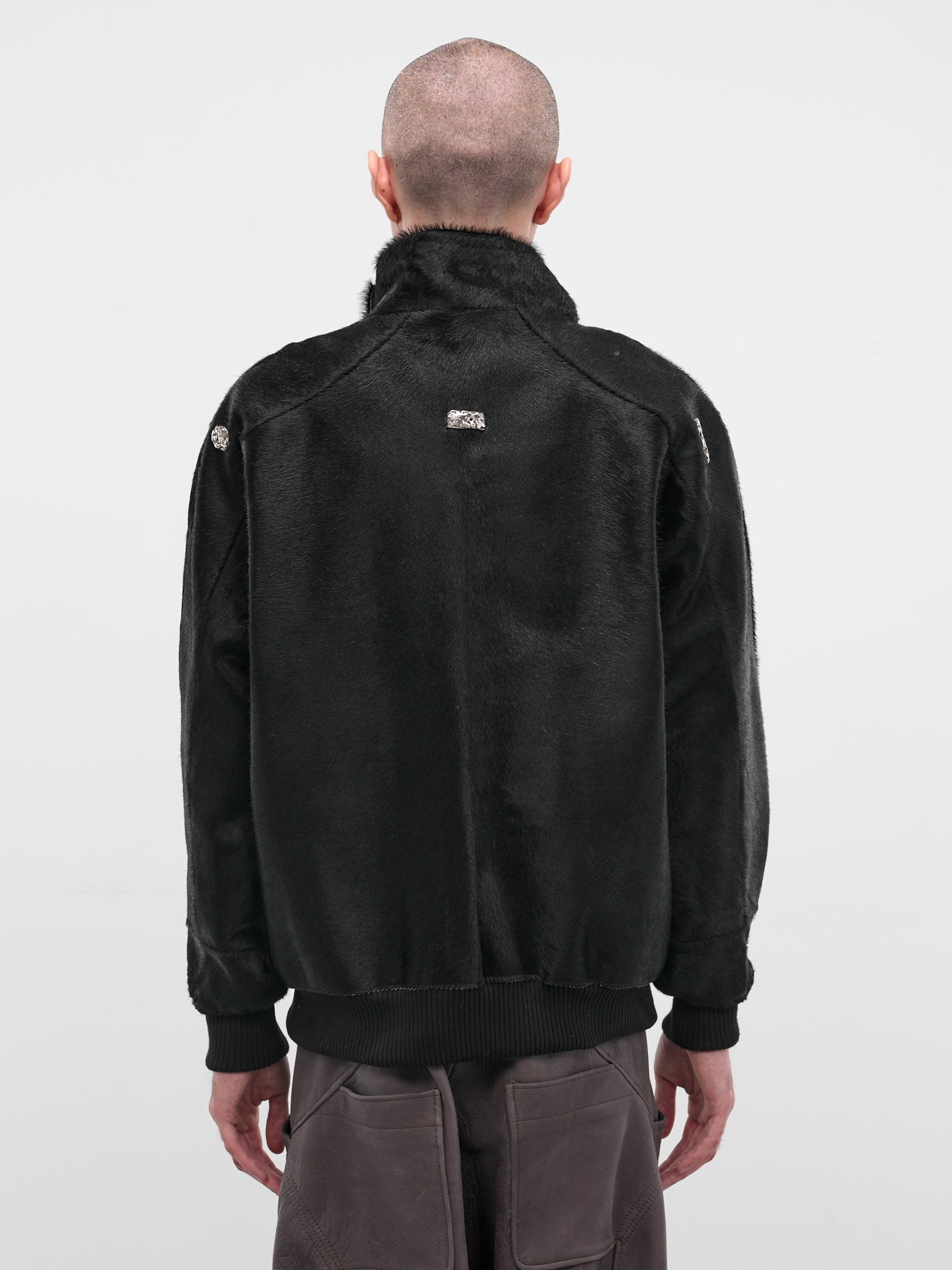 Black Short-Hair Bomber Jacket (HAIRY-BOMBER-BLACK)