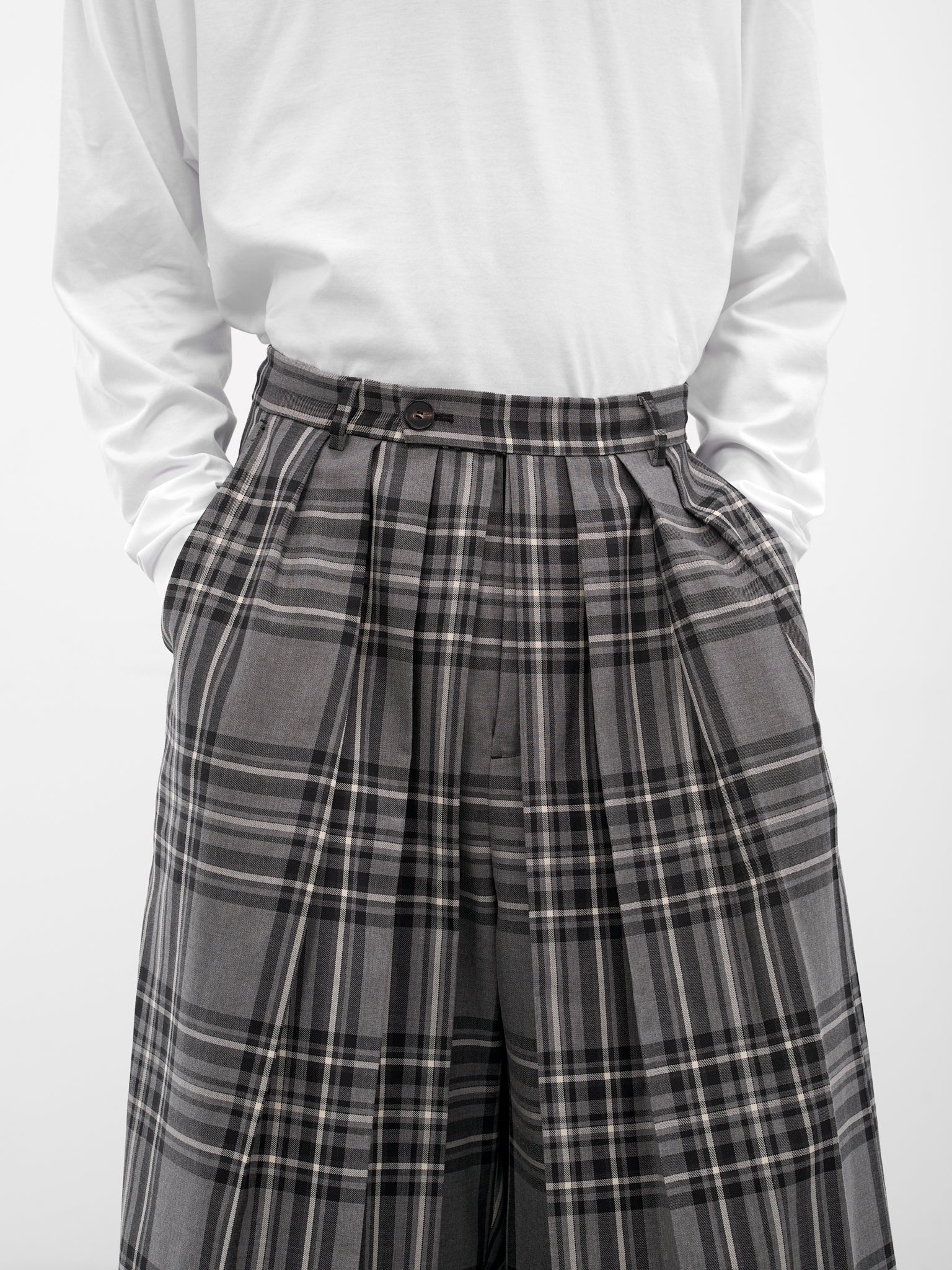 Wool Tartan Hakama Cropped Pants (HAKAMA-PANTS-WOOL-TARTAN)
