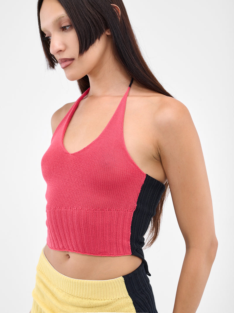Asymmetric Rib Halter Top (HALTER-TOP-BLUSH-INDIGO)