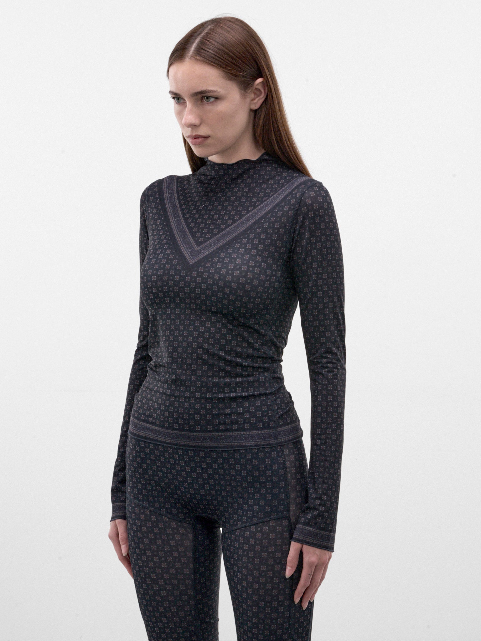 Navy Semi-Sheer Jersey Top (HALTO0SC-SCARF)