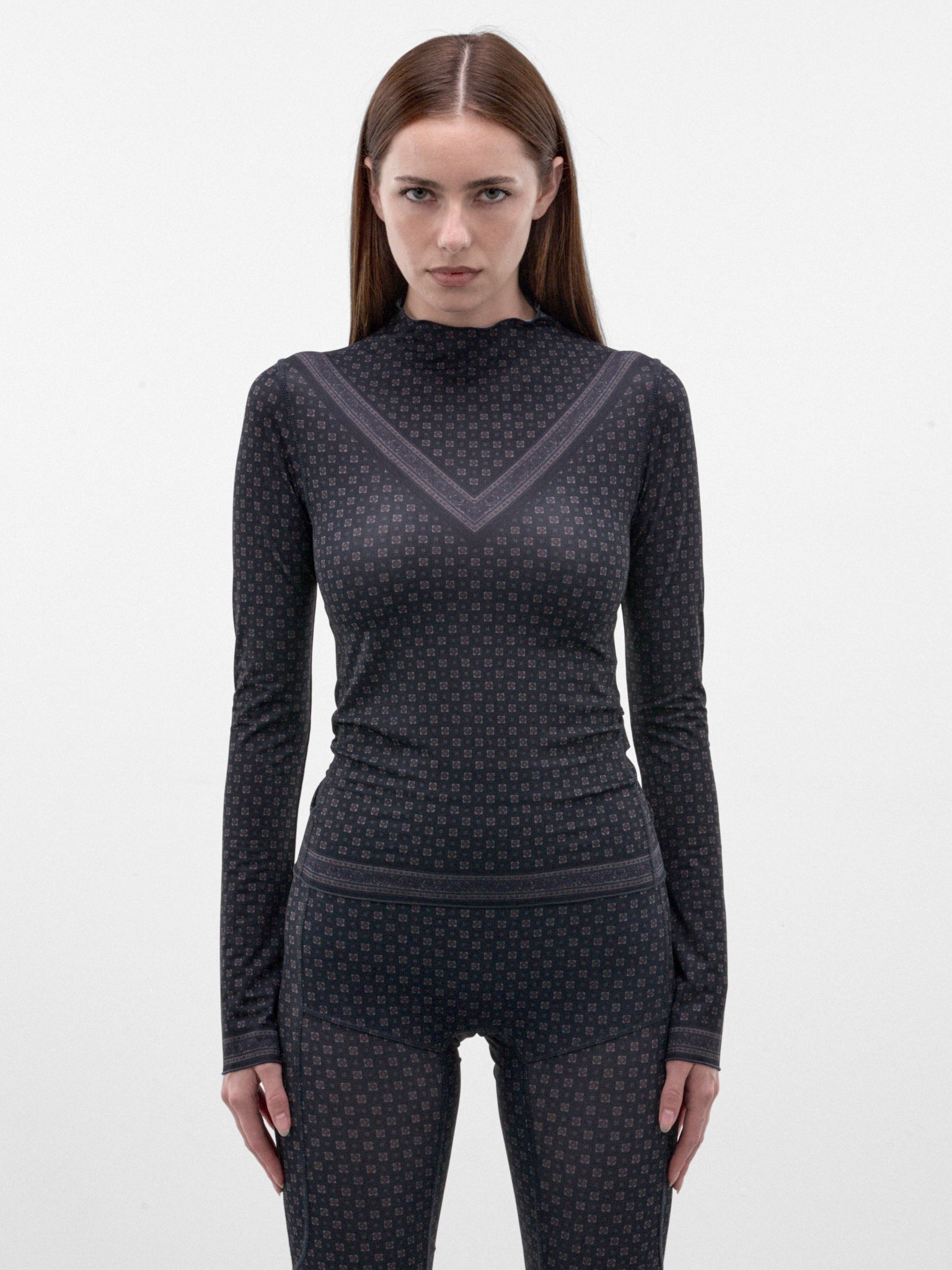 Navy Semi-Sheer Jersey Top (HALTO0SC-SCARF)