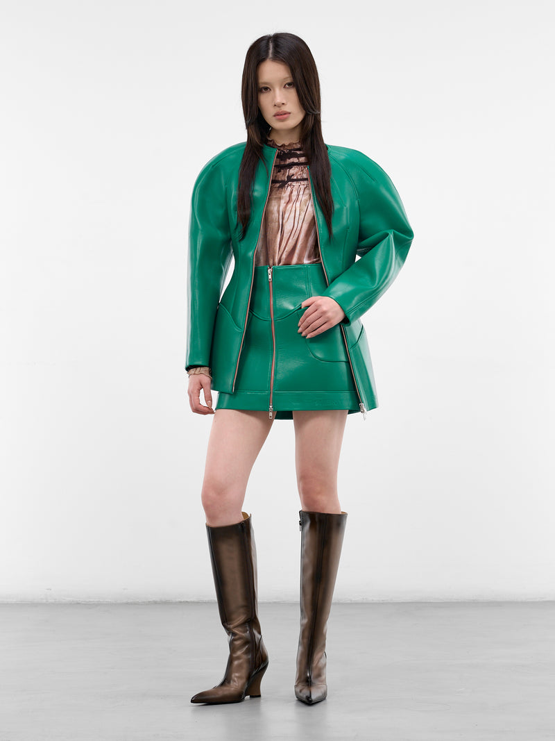 Teal Lamb Leather Mini Skirt (NEOSK0TE-TEAL)