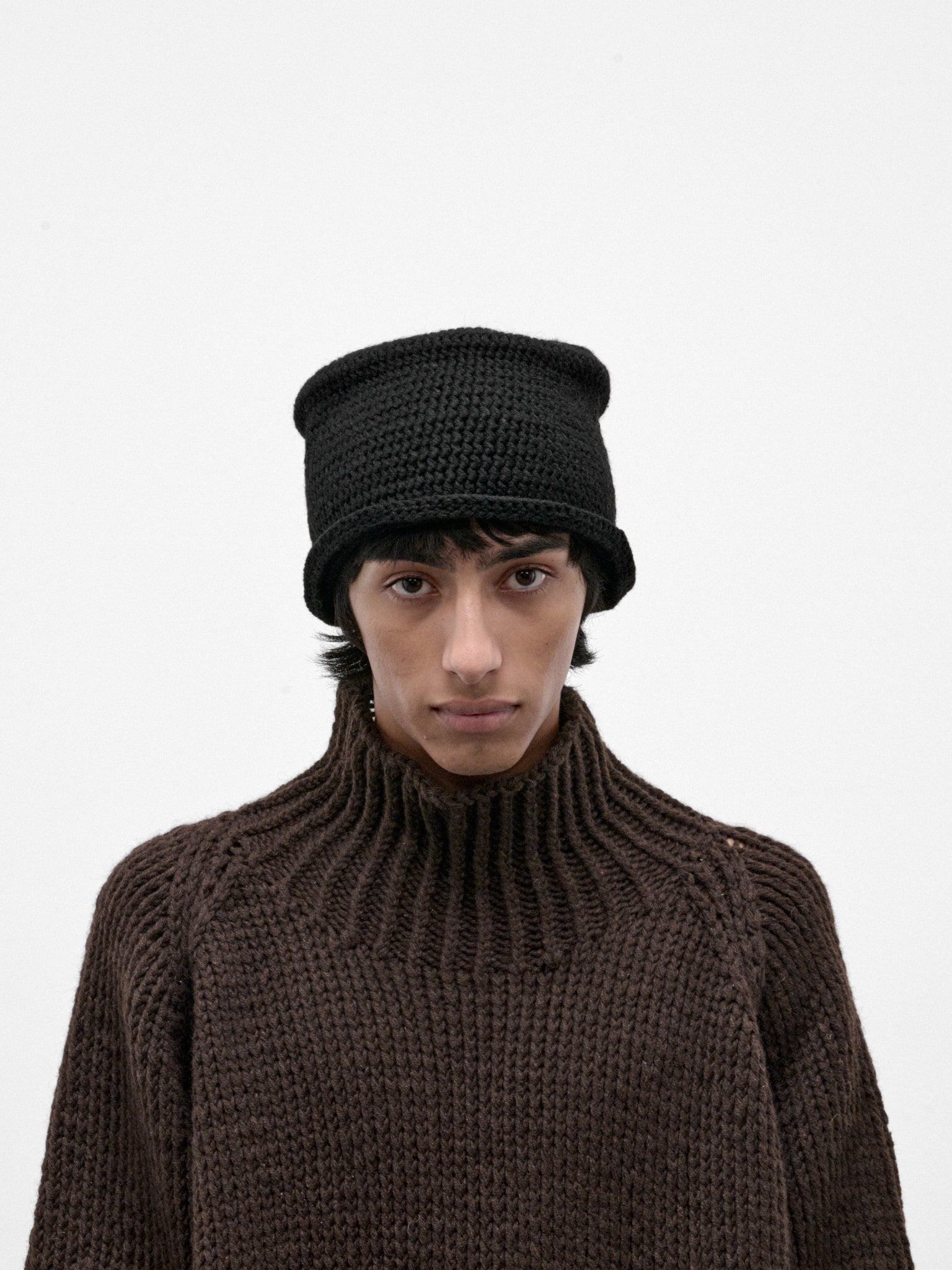 Black Yak Wool Crochet Hat (HAT#13-BLACK)