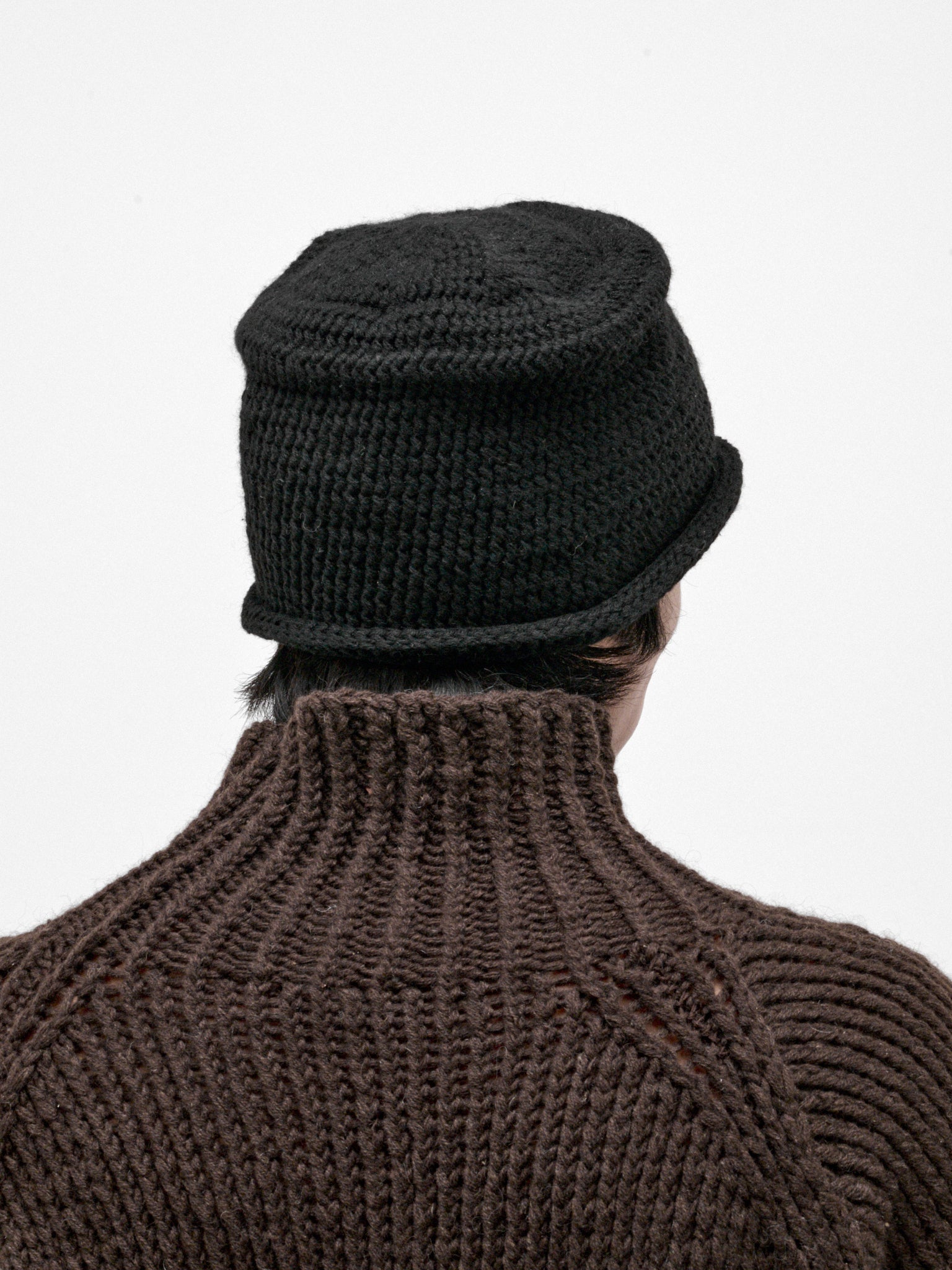 Black Yak Wool Crochet Hat (HAT#13-BLACK)