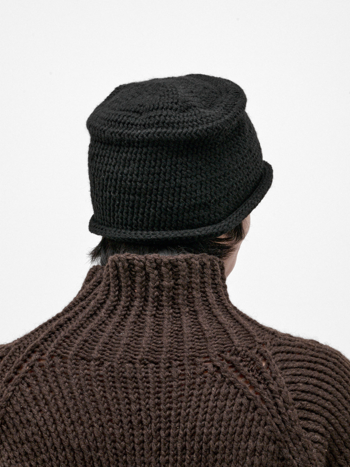 Black Yak Wool Crochet Hat (HAT#13-BLACK)
