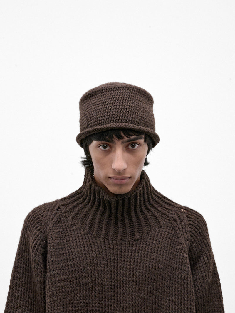 Brown Yak Wool Crochet Hat (HAT#13-DARK-BROWN)